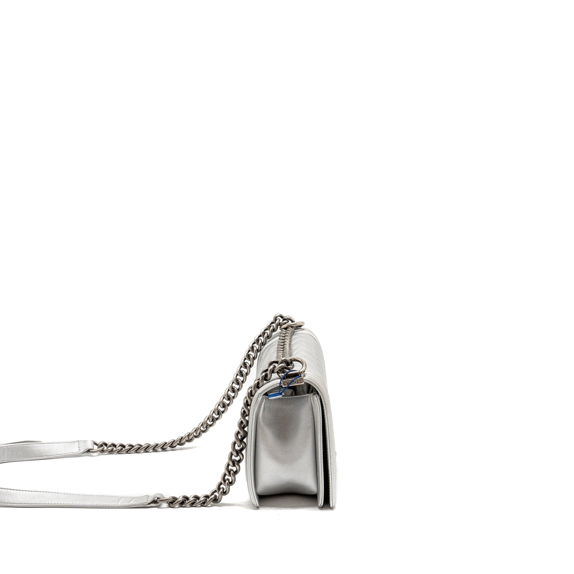 Chanel Boy Lambskin SHW Silver Handbag