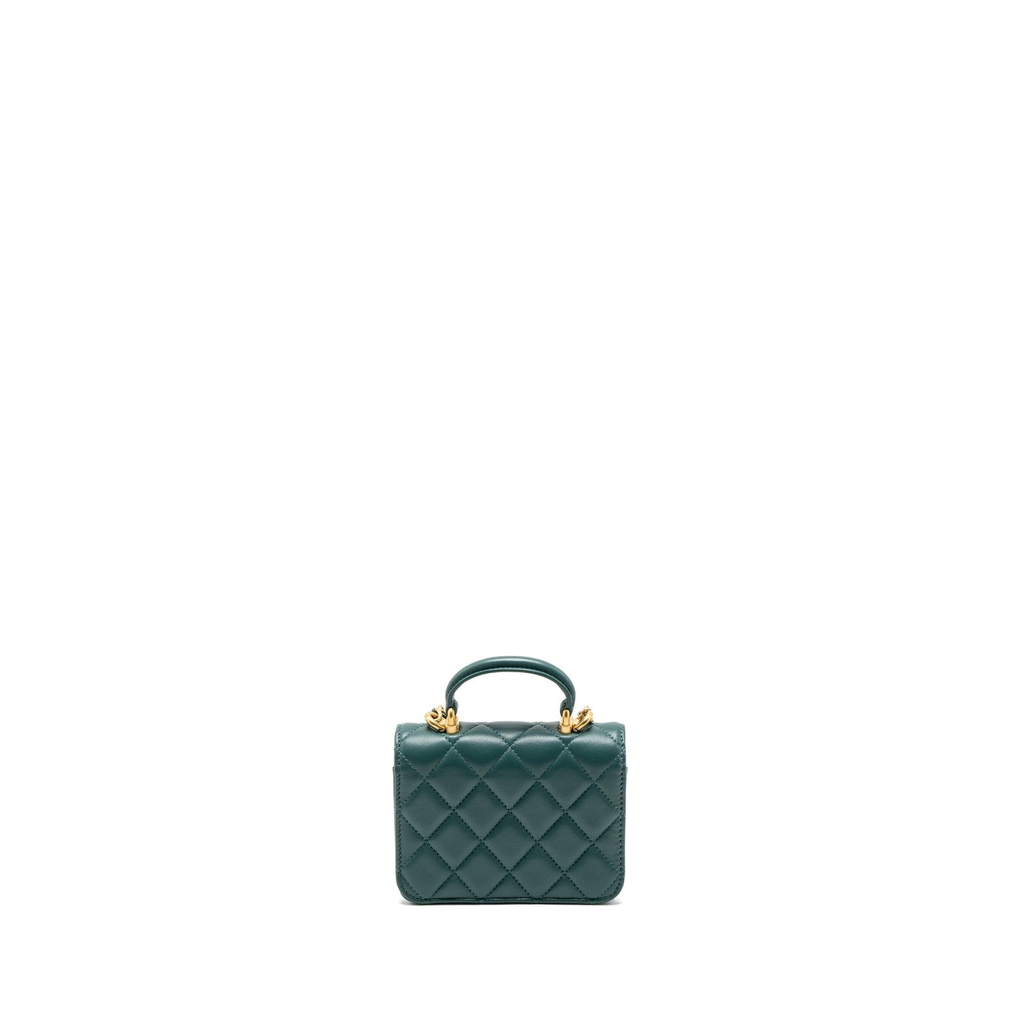 Chanel Top Handle Flap Lambskin Brushed GHW Green Shoulder Bag