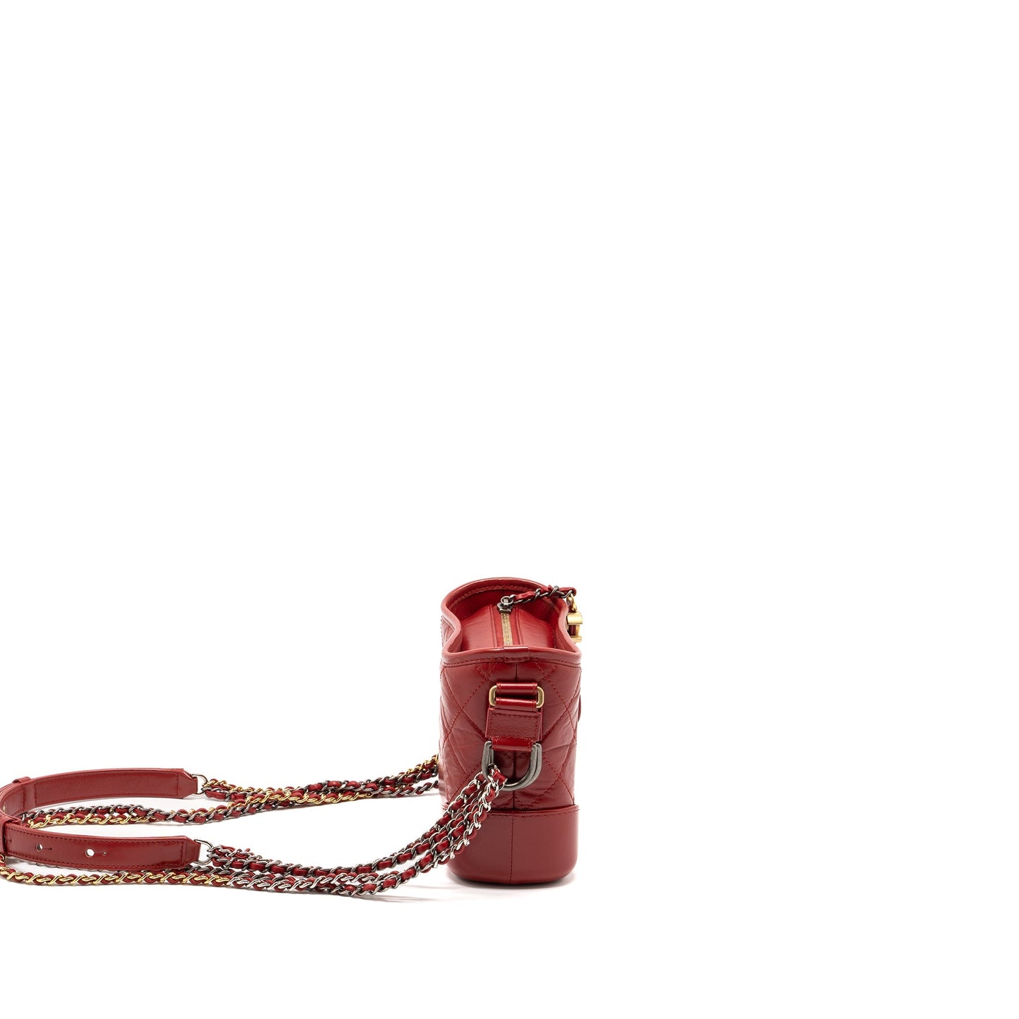 Chanel Gabrielle Hobo Handle Calfskin Hardware Multicolour Red Small Shoulder Bag