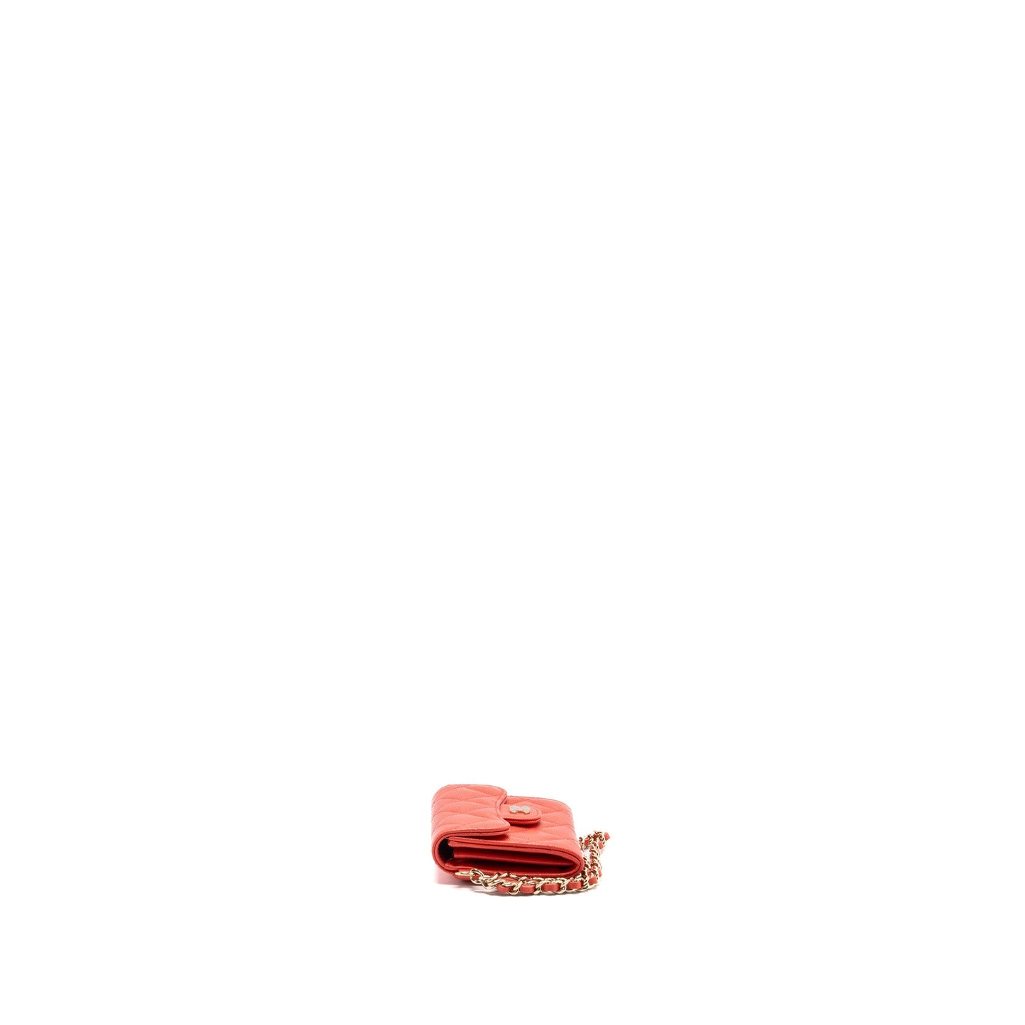 Chanel flap card holder on one side Pink Wallet Case