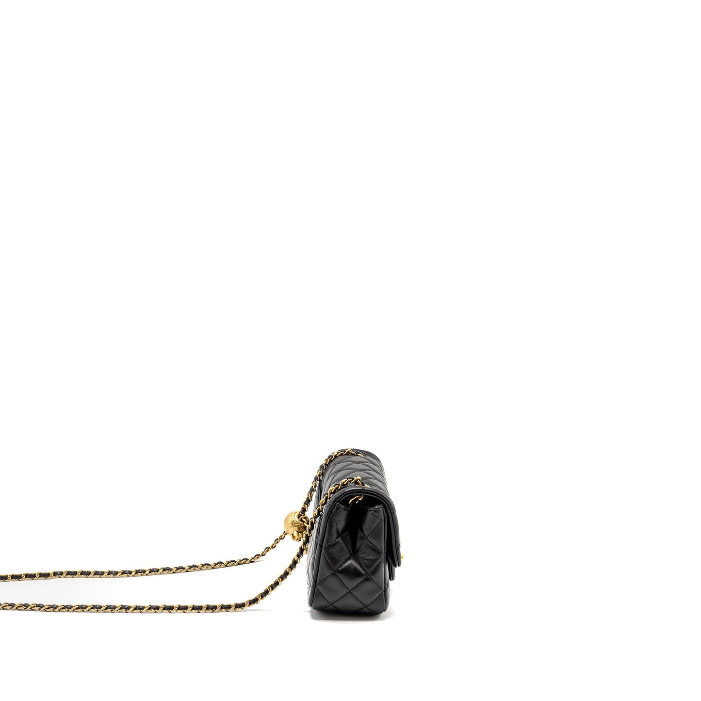 Chanel Pearl Crush Square Flap Lambskin GHW Black Shoulder Bag Microchip 8