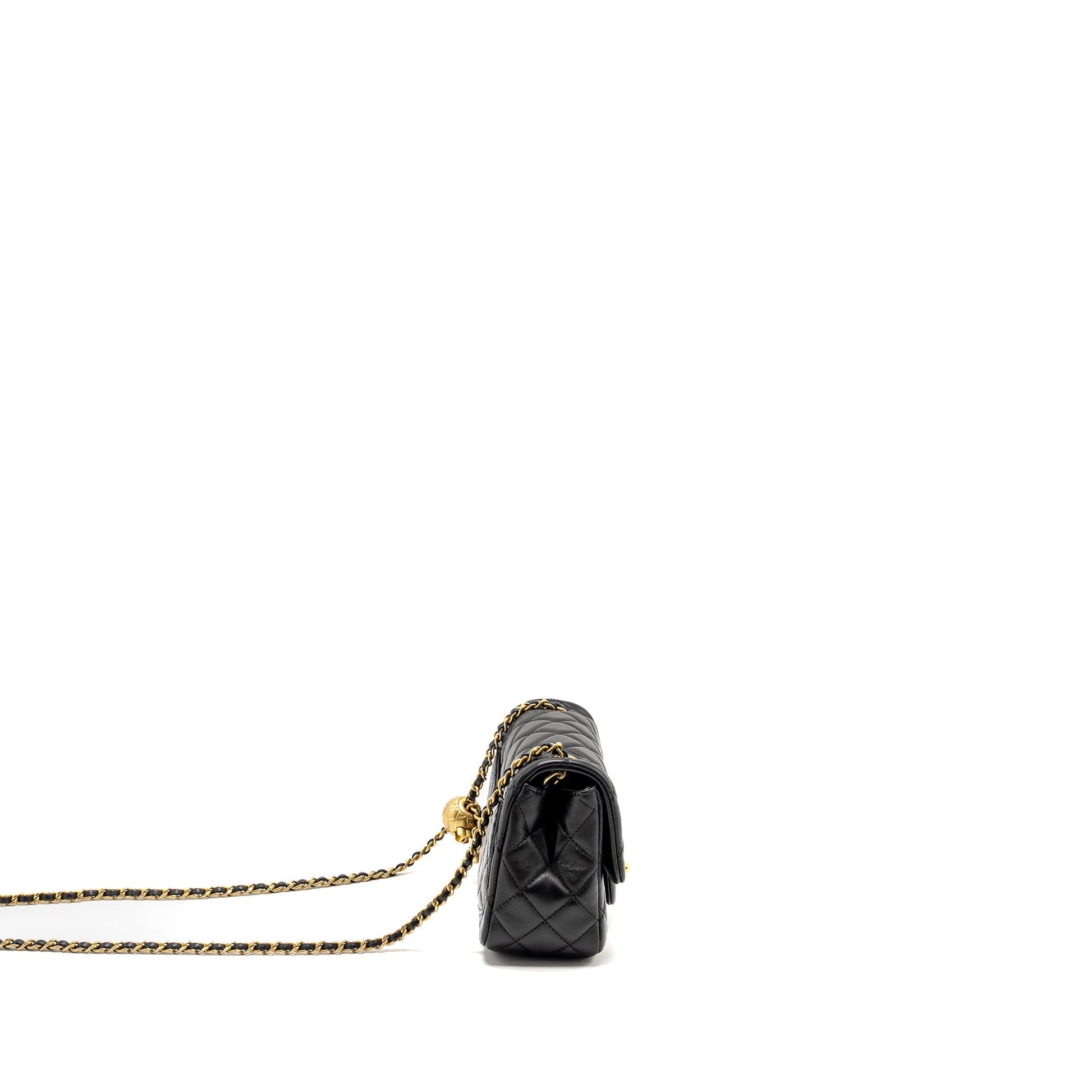 Chanel Pearl Crush Square Flap Lambskin GHW Black Shoulder Bag Microchip 8