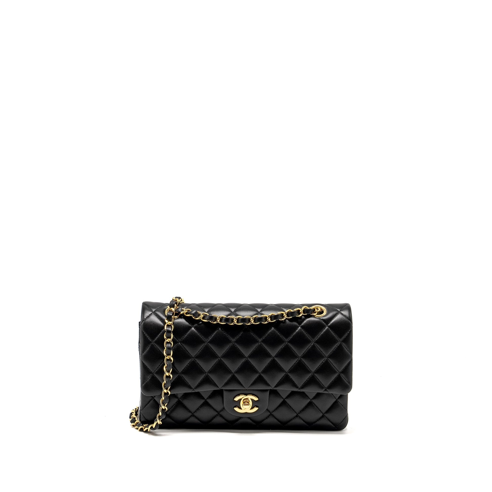 Chanel Classic Double Flap Lambskin GHW Black Shoulder Bag Ghw 8
