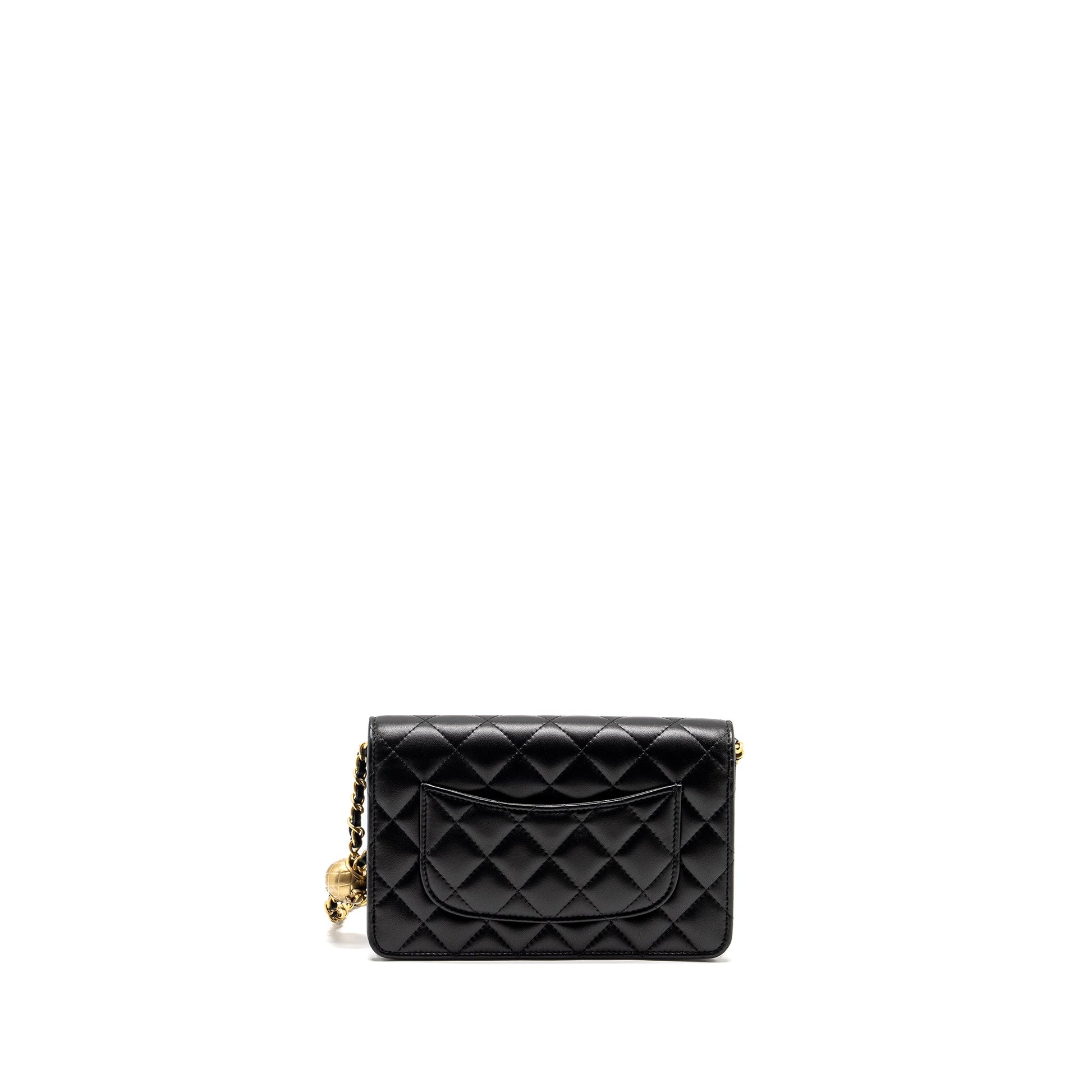 Chanel Pearl Crush on Lambskin GHW Microchip Black Wallet Case Microchip 3