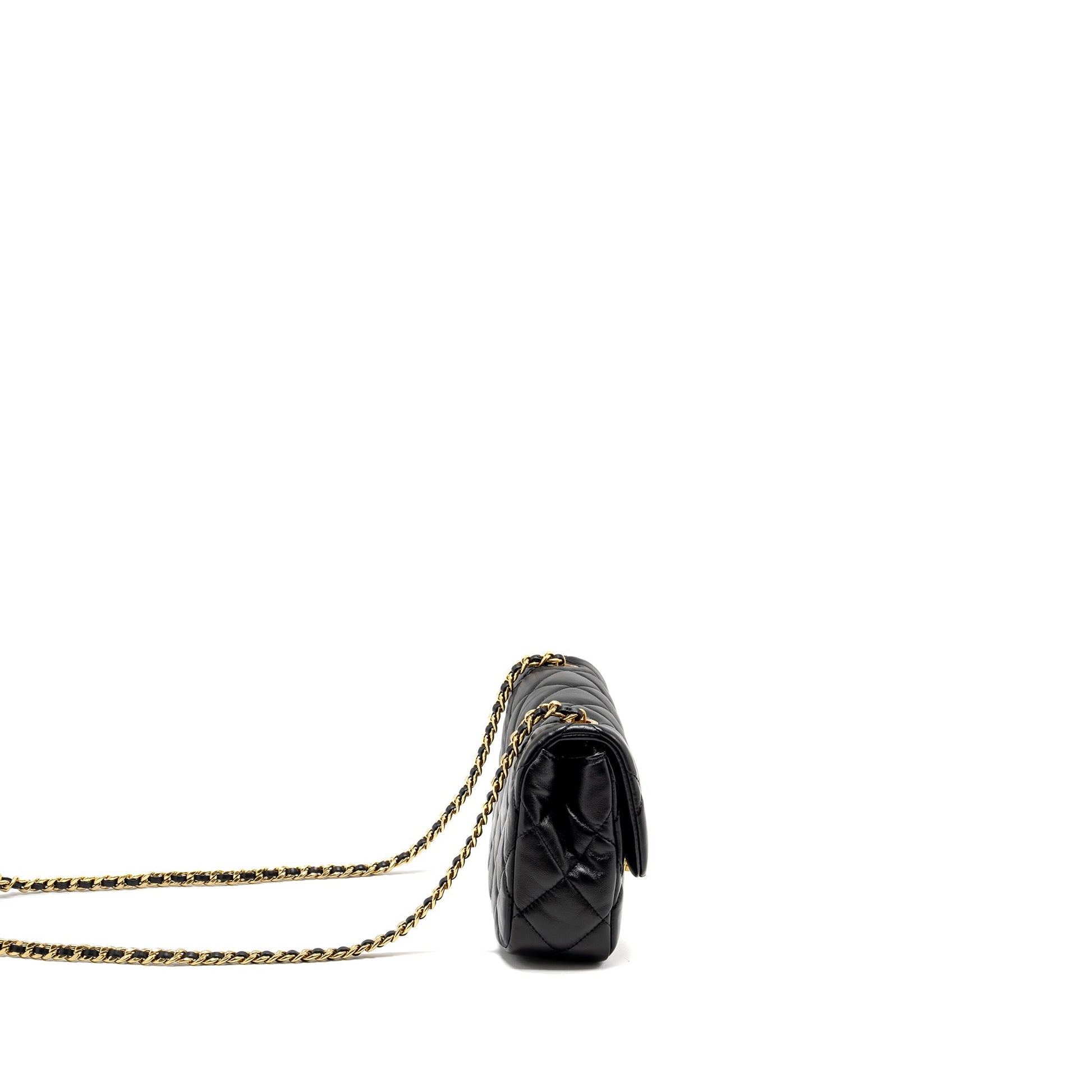 Chanel 22B FlapBag Lambskin GHW Microchip Black Mini Bag