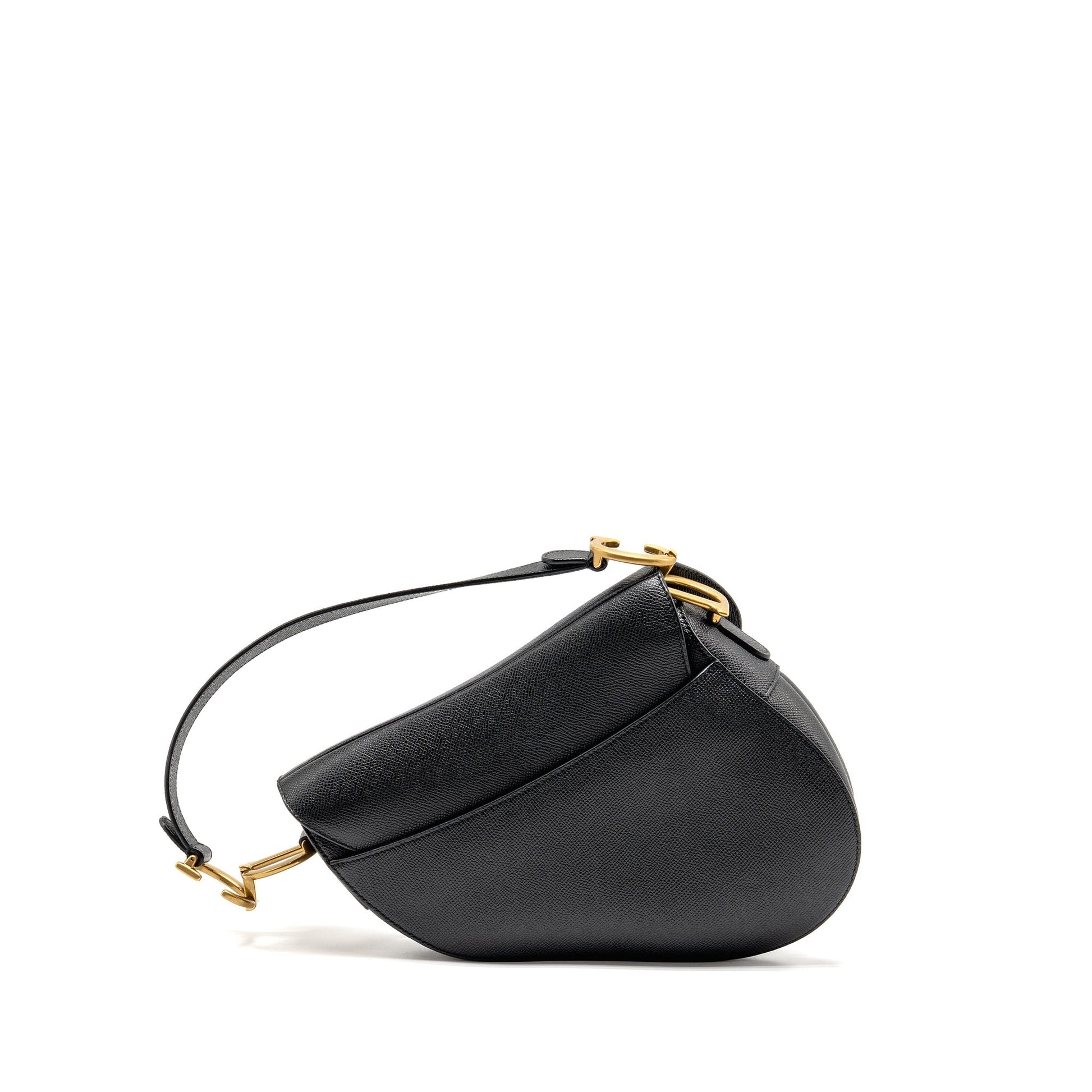 Dior Saddle Purse With Strap Grained Calfskin Handbag Black Travel Bag