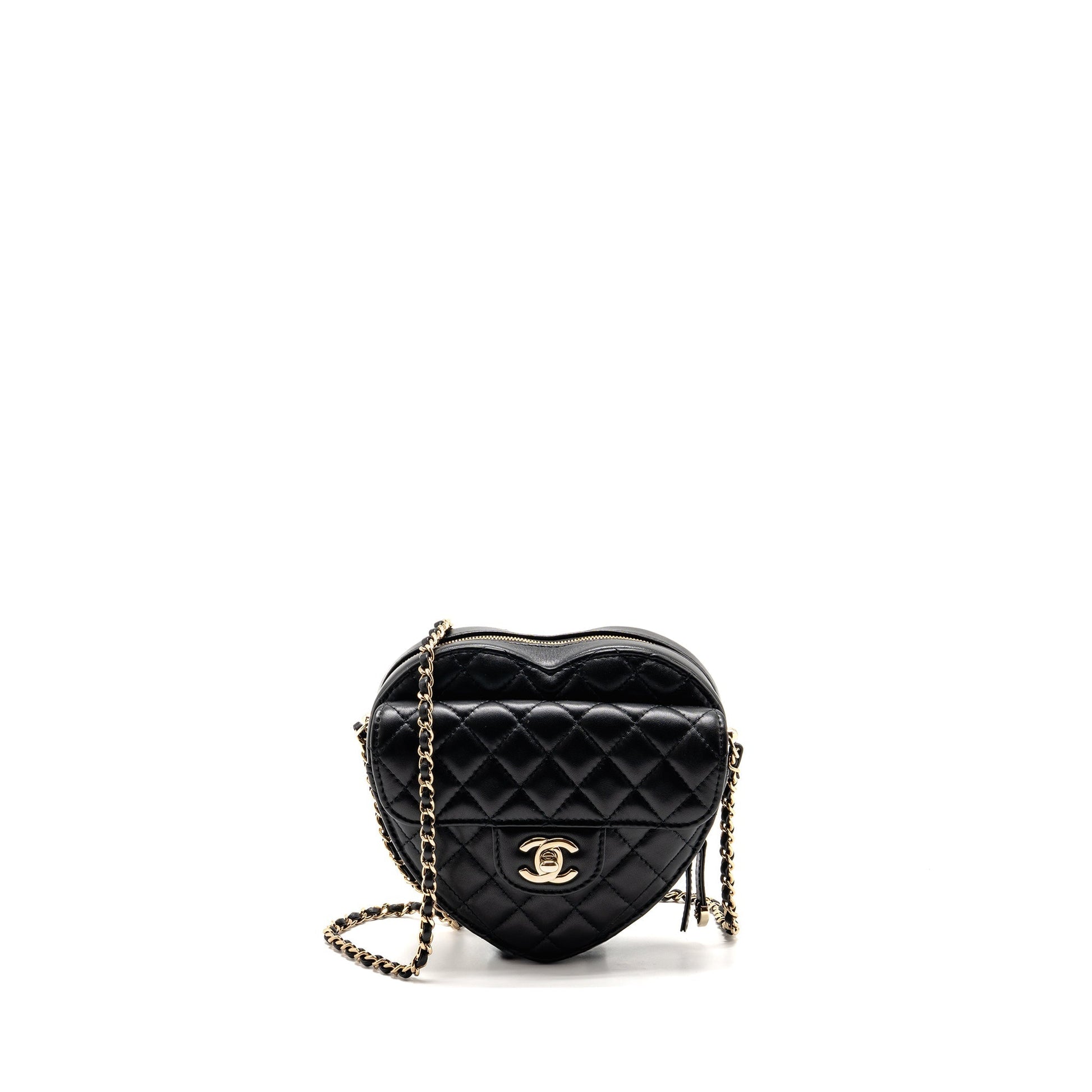 Chanel 22s Heart Lambskin LGHW microchip Black Handbag Black Lghwmicrochip
