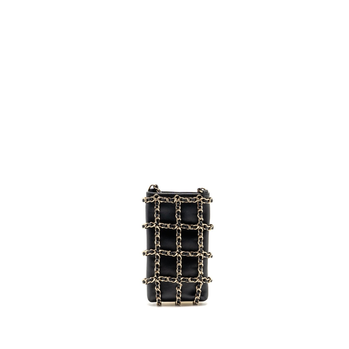 Chanel O Vertical phone holder lambskin GHW Black Gold Clutch Bag