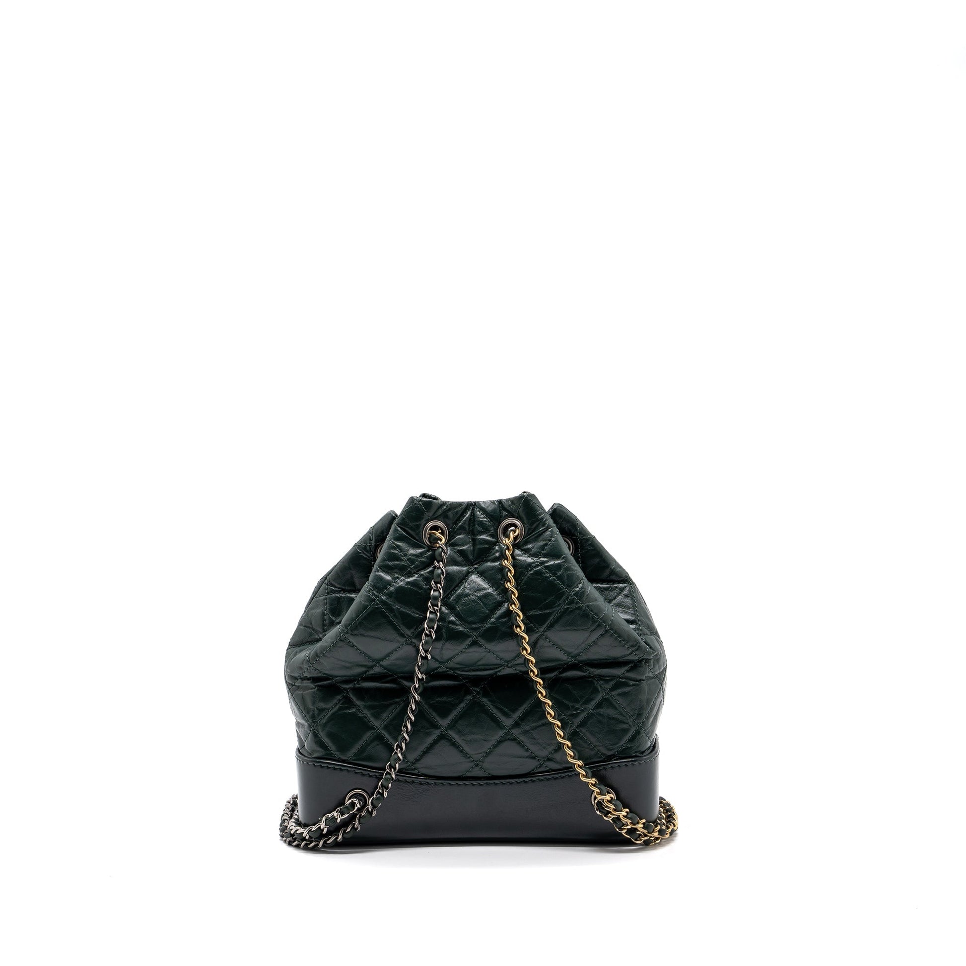 Chanel Gabrielle Backpack Aged Calfskin Dark Hardware Multicolour Green Small