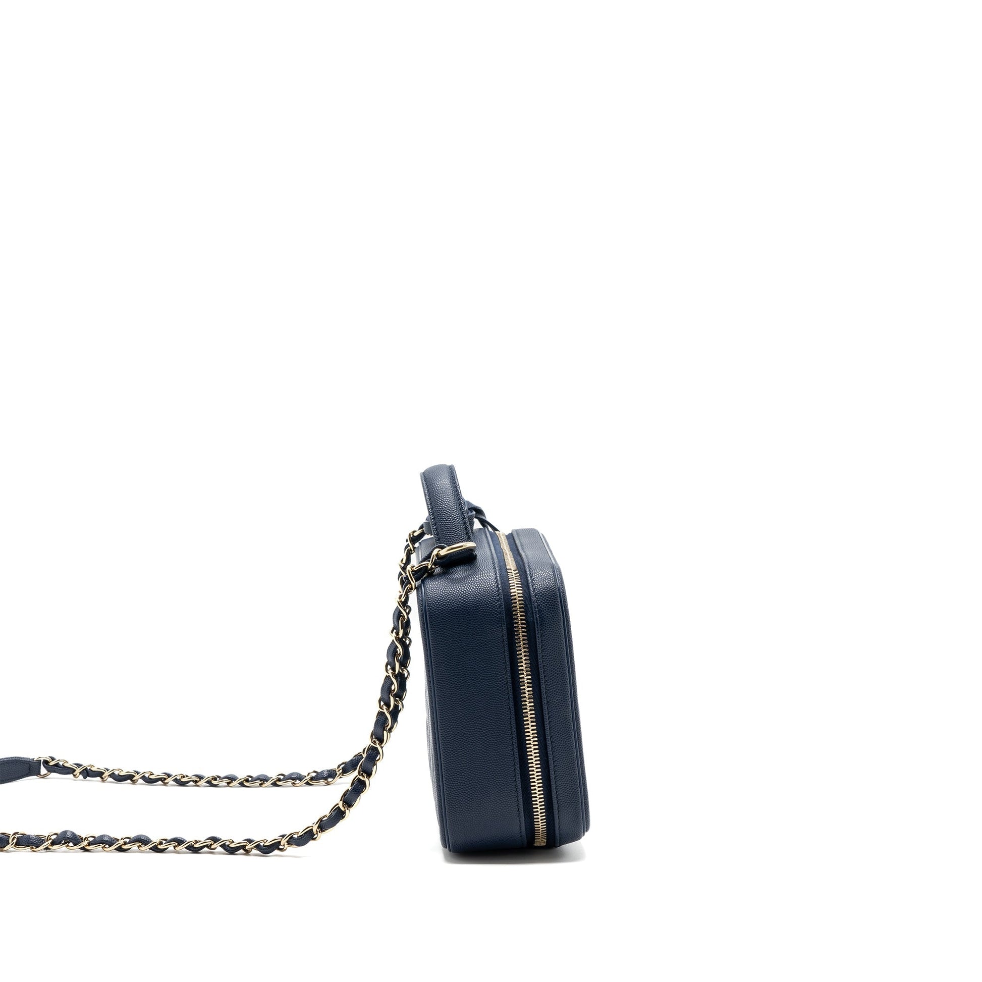 Chanel Filigree camera caviar dark LGHW Blue Crossbody Bag