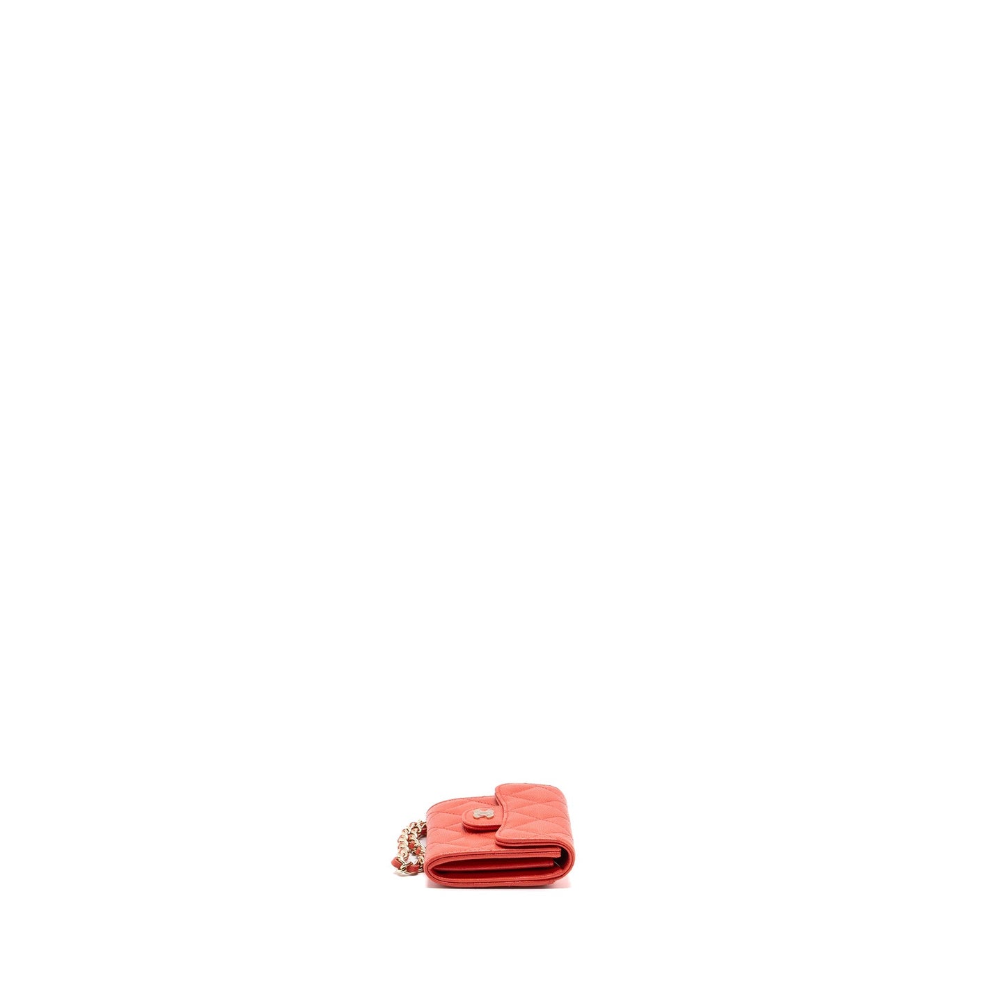 Chanel flap card holder on one side Pink Wallet Case