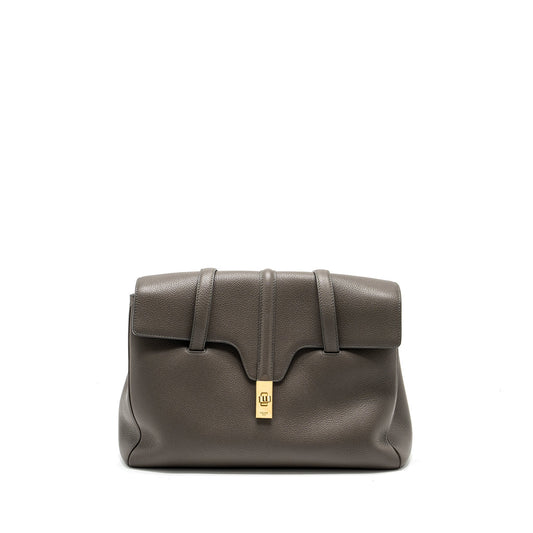 Celine Soft Purse Grained Calfskin Grey Handbag Medium Travel Bag