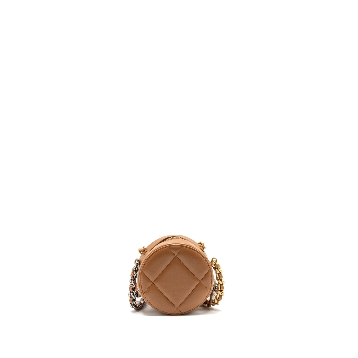 Chanel 19 Round Lambskin Caramel Hardware microchip Multicolour Clutch Bag