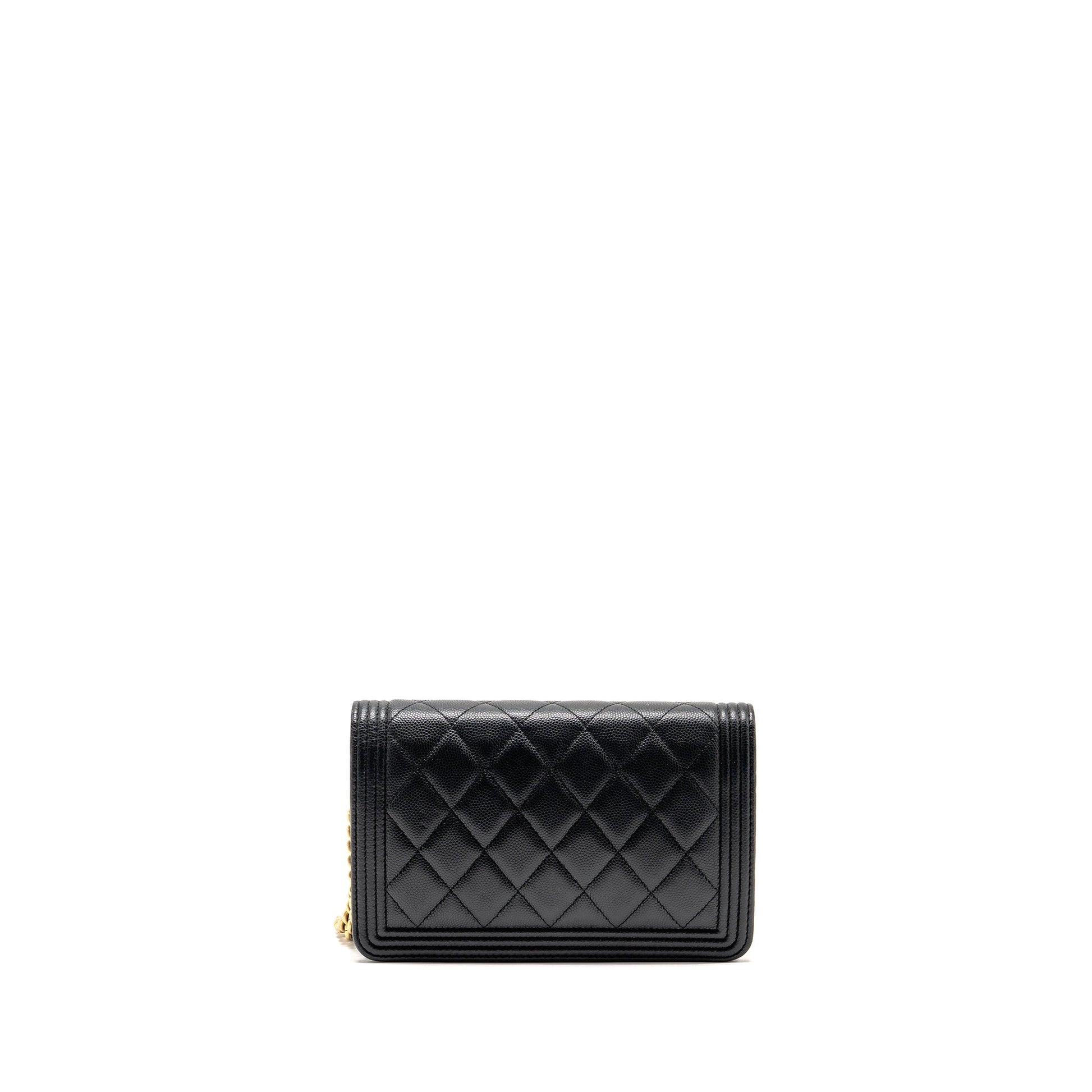 Chanel Boy on Caviar GHW Microchip Black Wallet Case Microchip 1