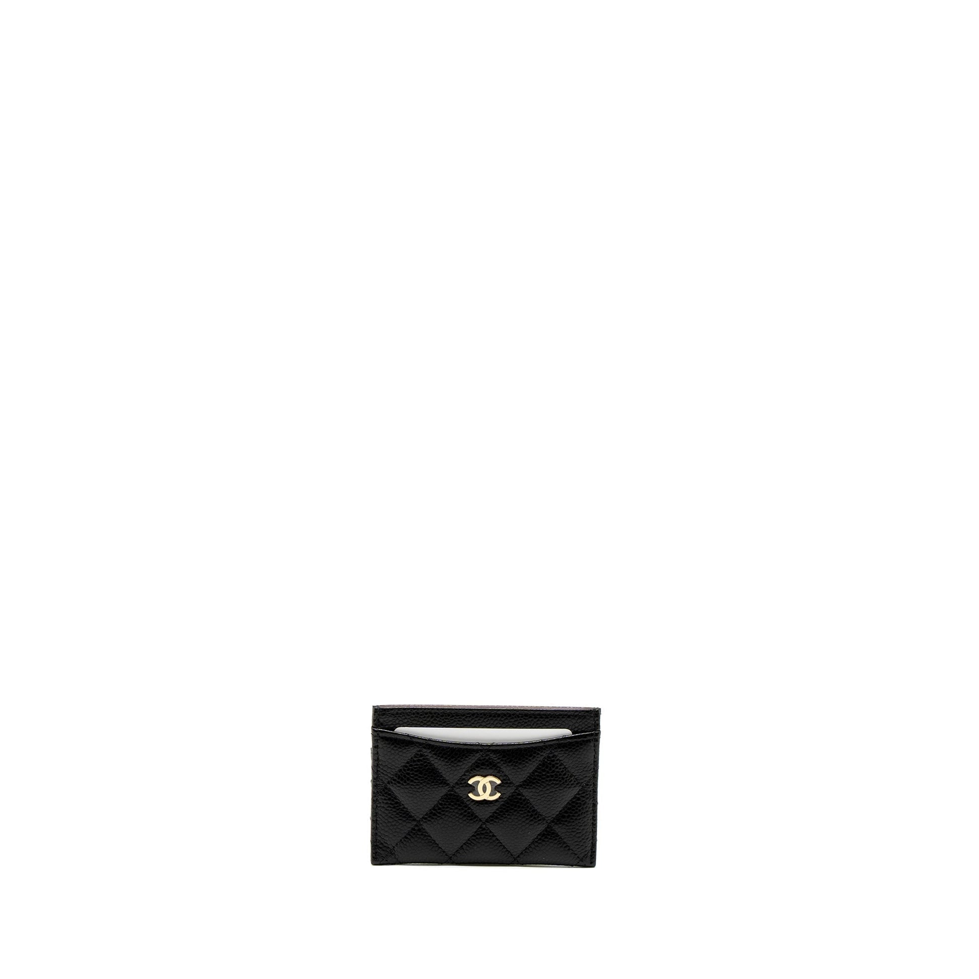 Chanel Classic Card Holder Caviar GHW Microchip Black Wallet Case