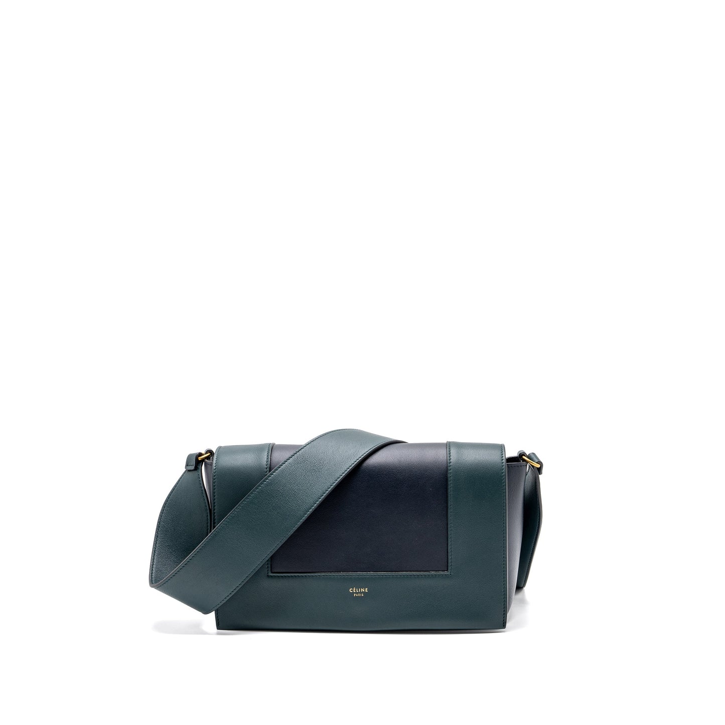 Celine Frame Purse Calfskin Dark Dark Handbag Blue Green Travel Bag