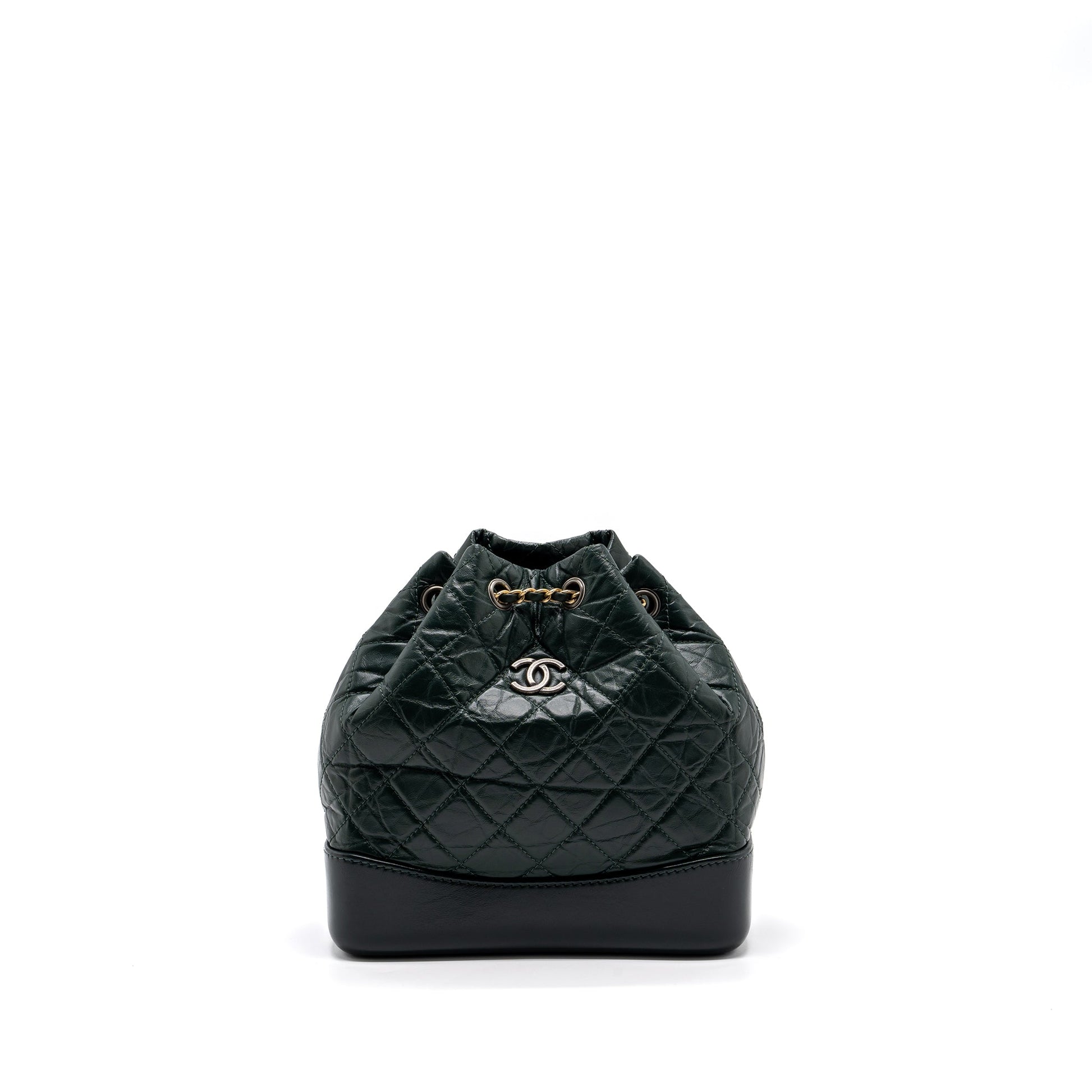 Chanel Gabrielle Backpack Aged Calfskin Dark Hardware Multicolour Green Small