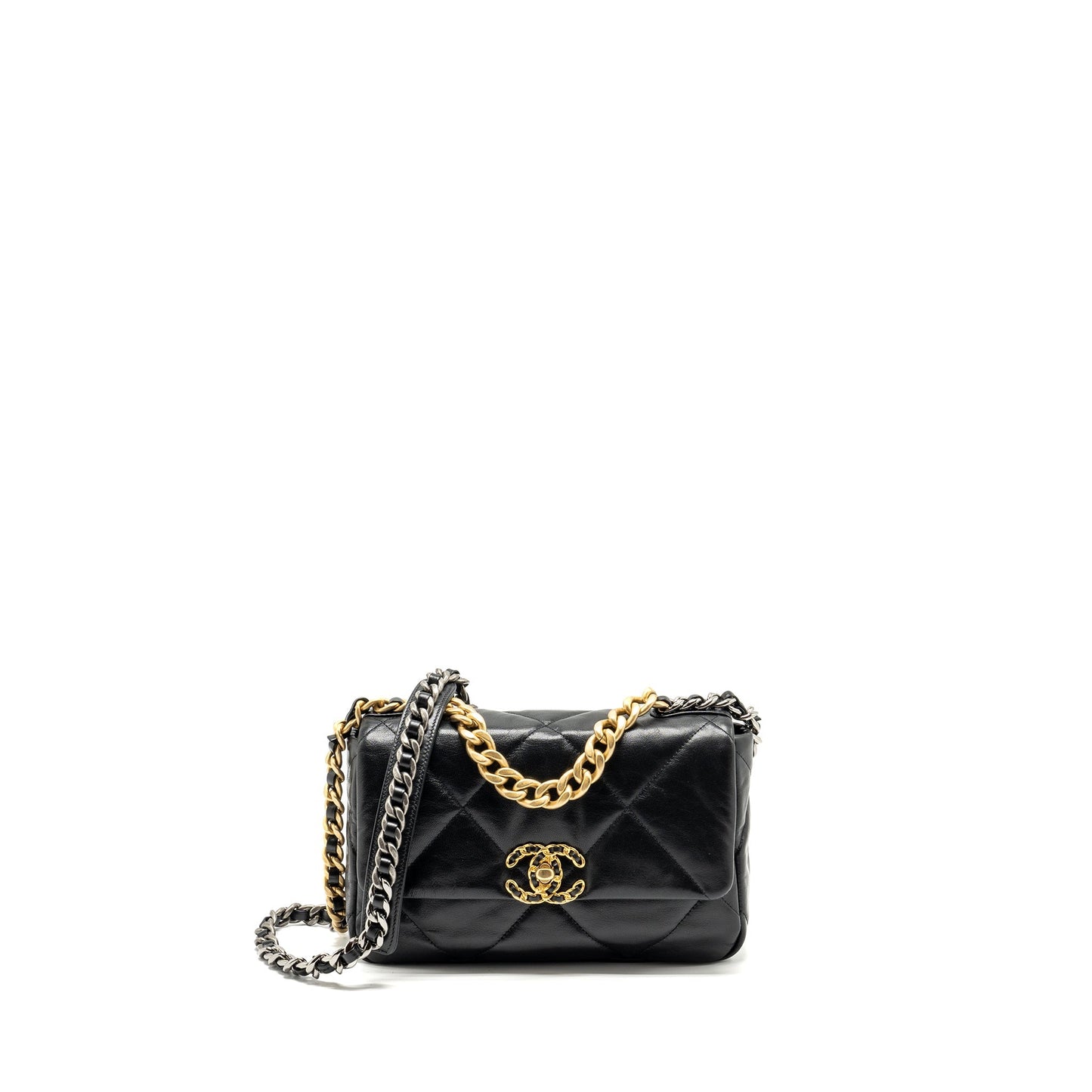 Chanel 19 goatskin Hardware Multicolour Black Small Handbag