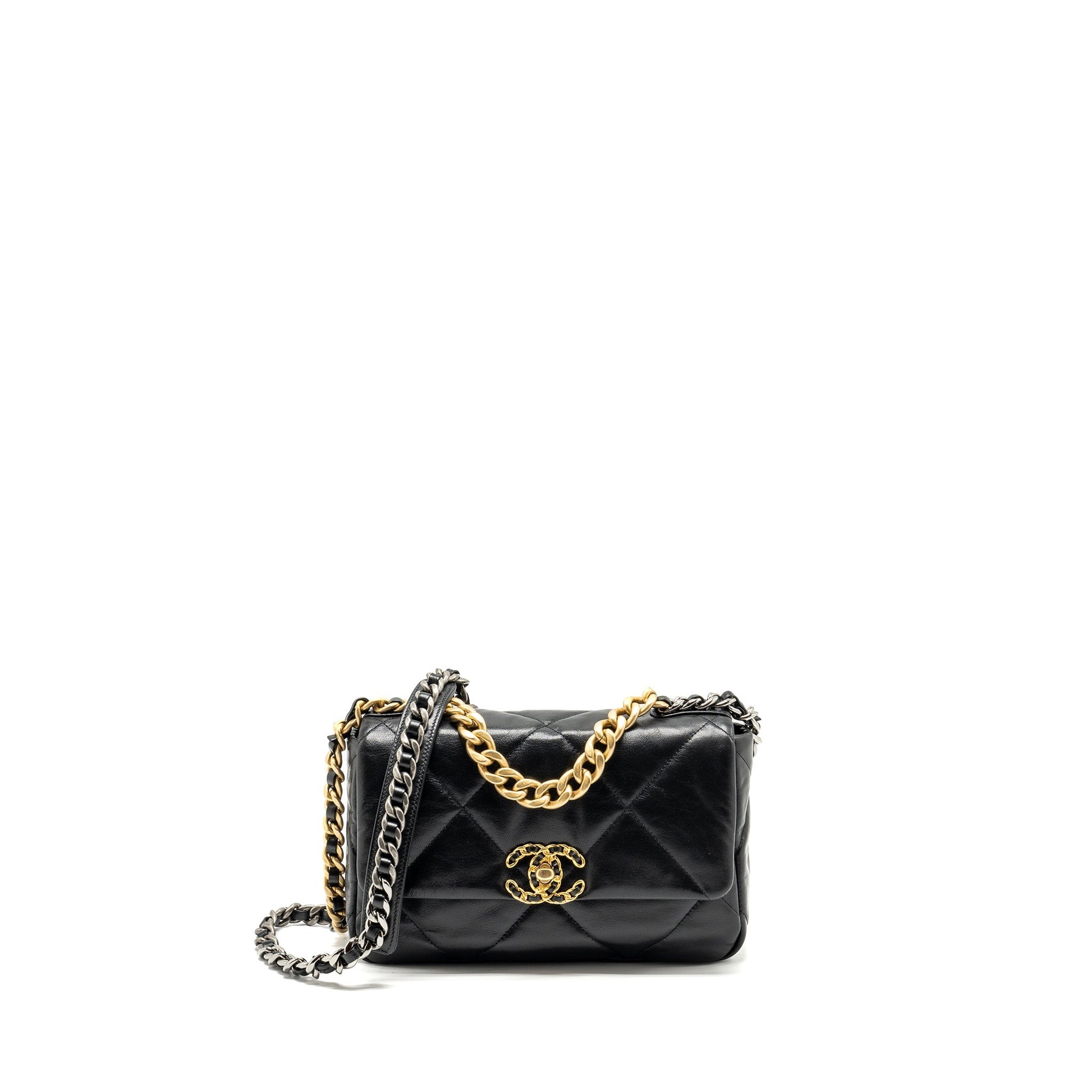 Chanel 19 goatskin Hardware Multicolour Black Small Handbag
