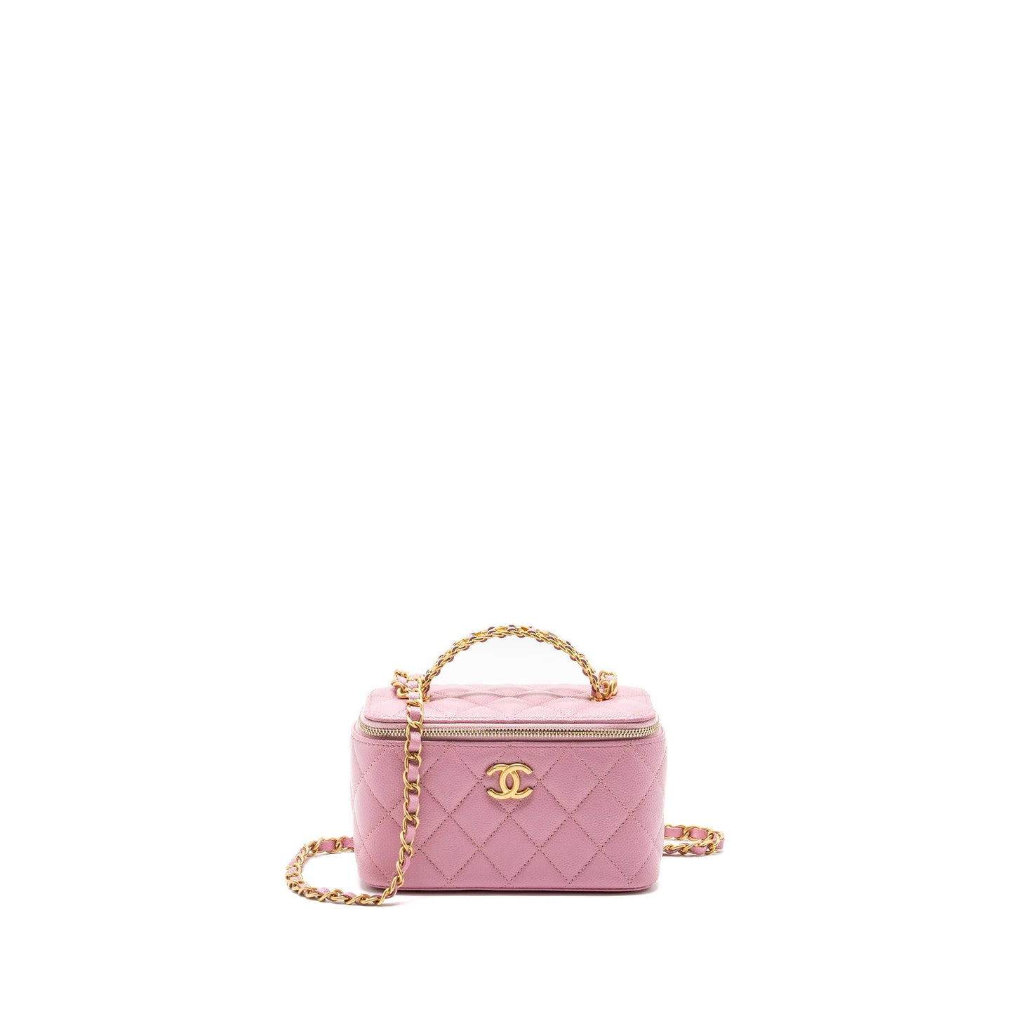 Chanel Letter Top Handle Long Vanity Caviar Pink Handbag