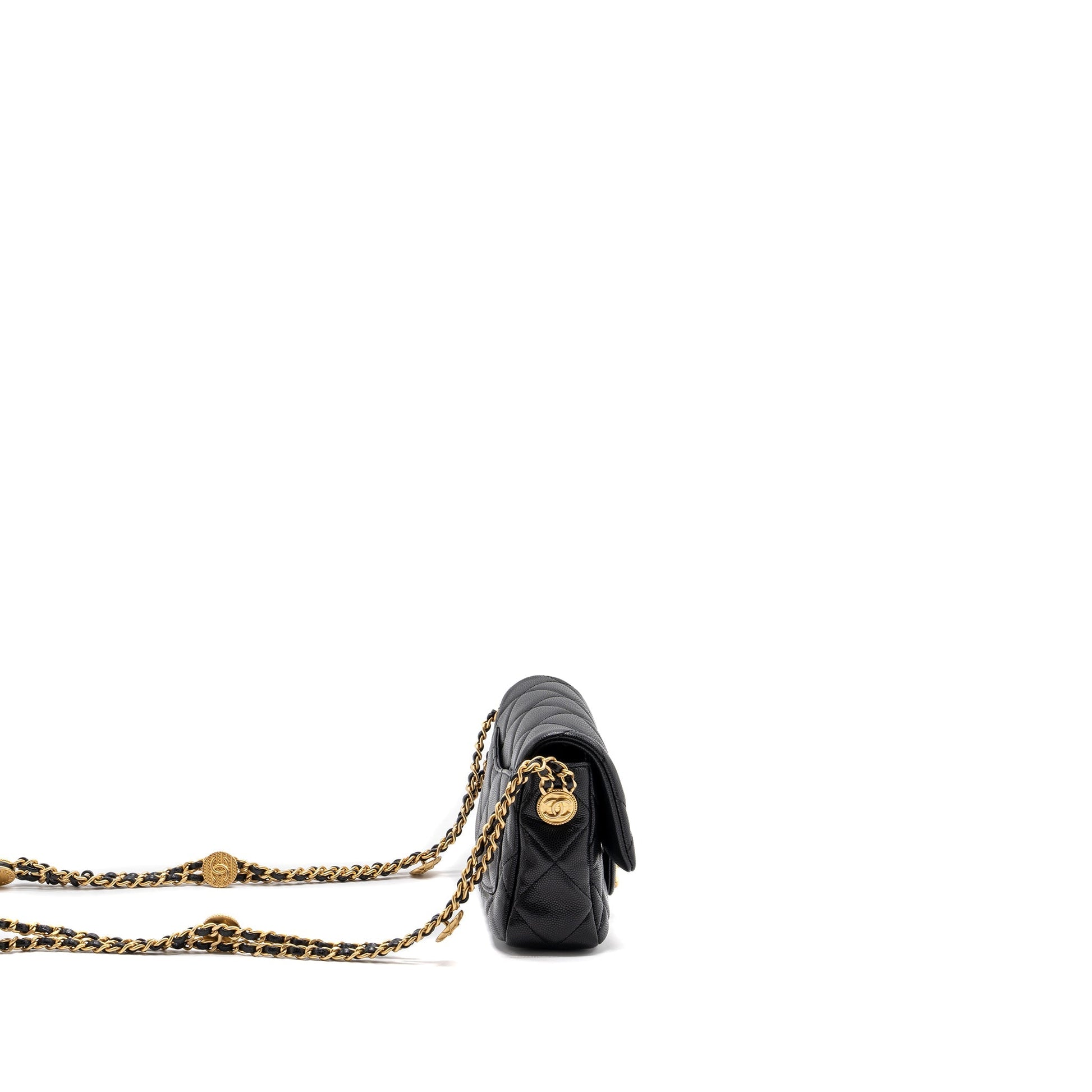 Chanel twist your button square flap caviar Black Shoulder Bag