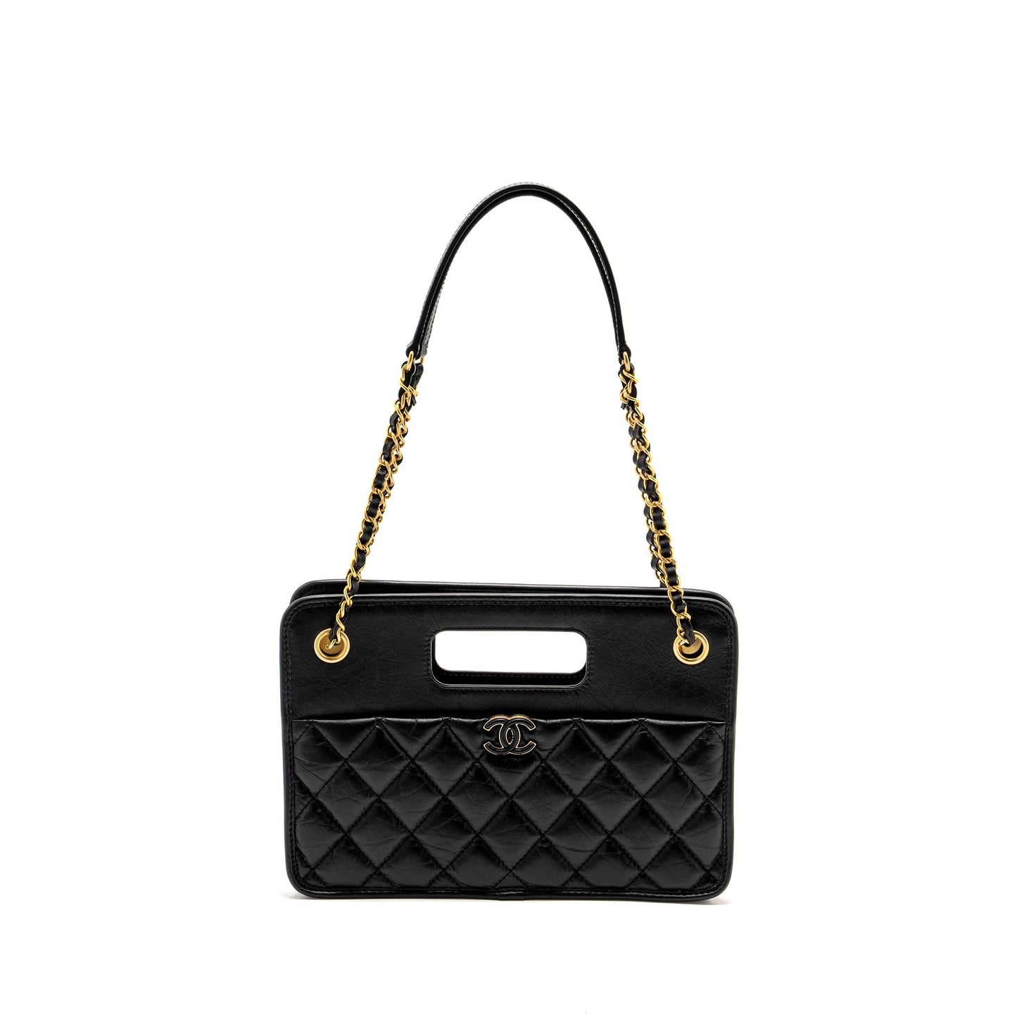Chanel 23S Calfskin Brush GHW microchip Black Clutch Bag