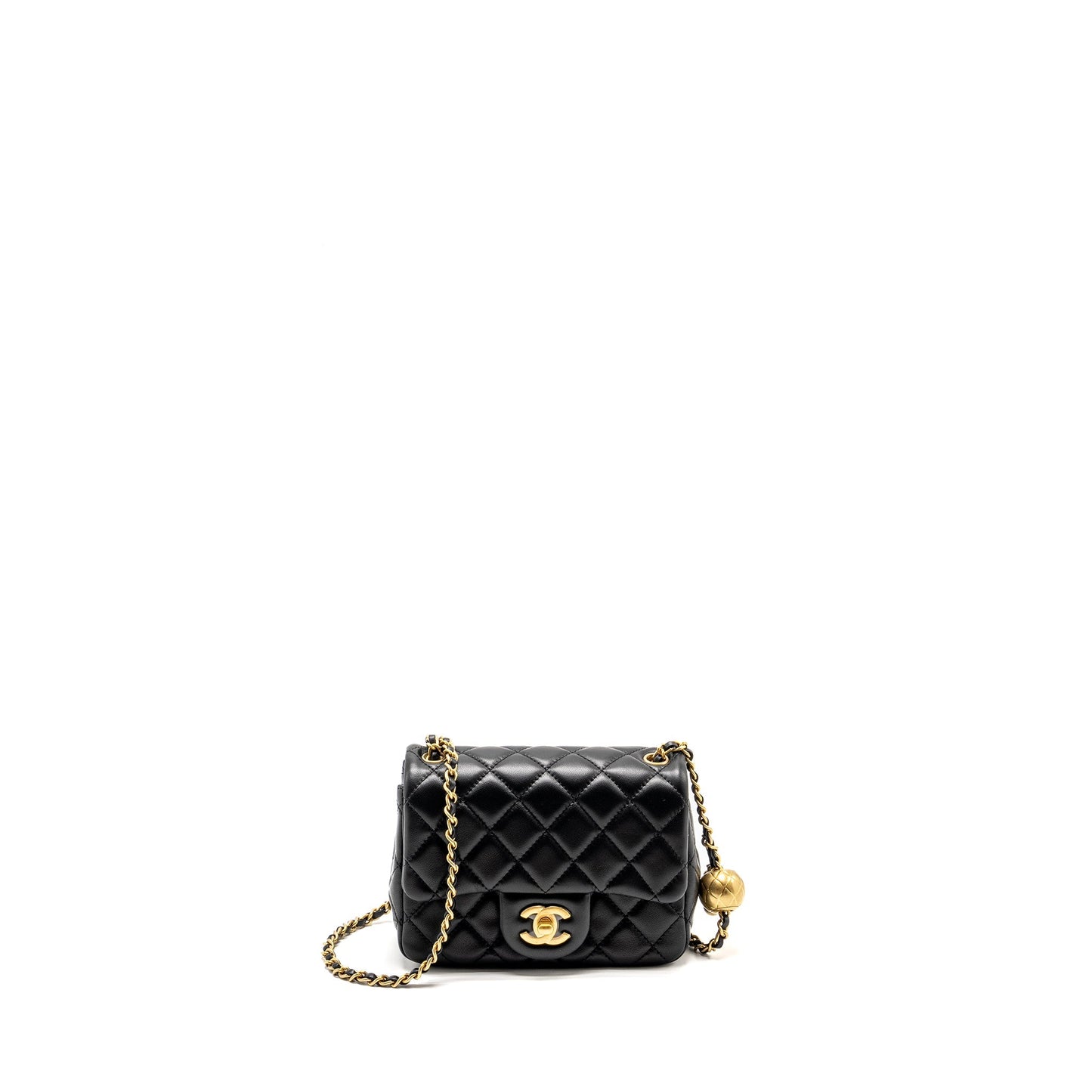 Chanel Pearl Crush Square Flap Lambskin GHW Black Shoulder Bag Microchip 8