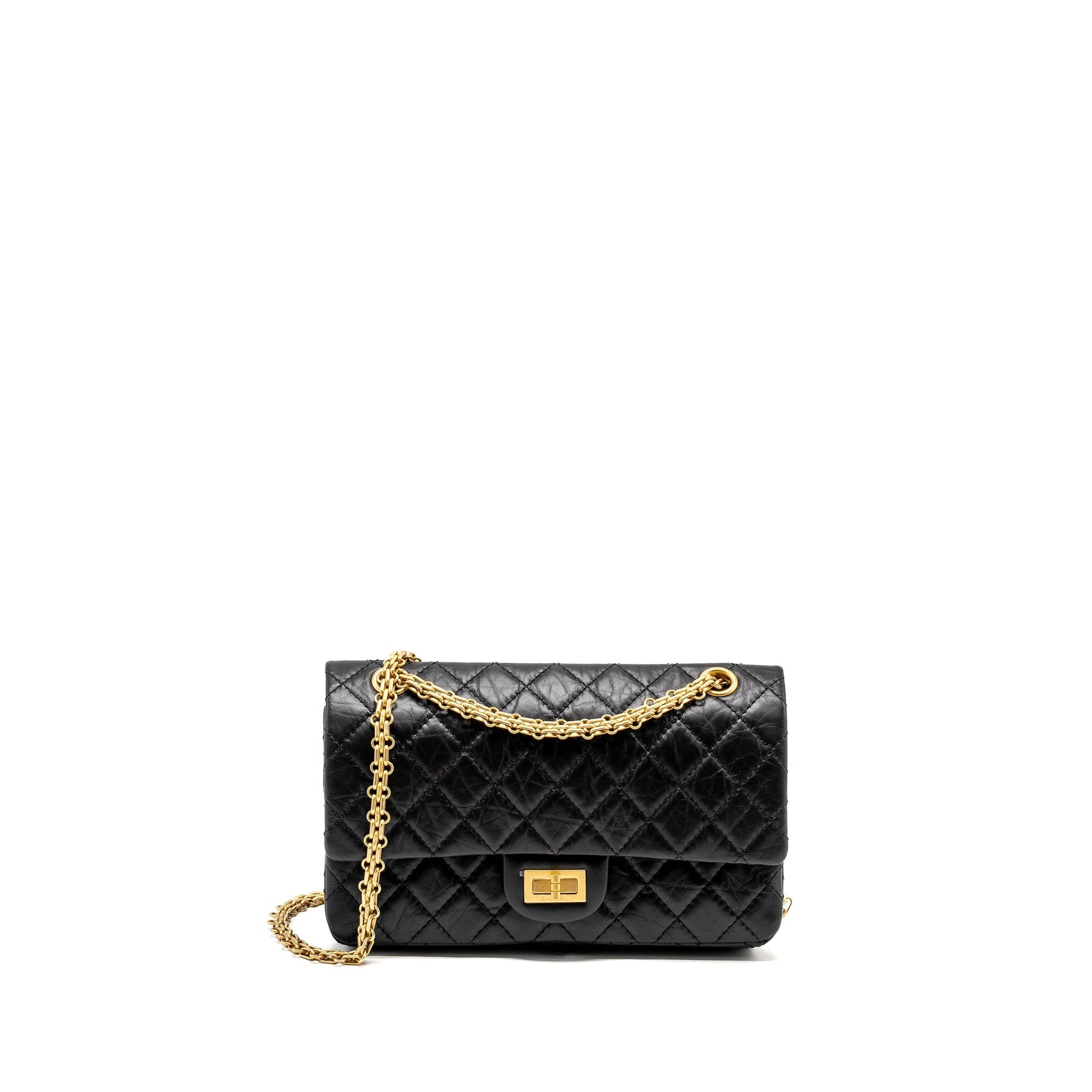 Chanel 2.55 Reissue Double Flap Aged Calfskin Black Small Shoulder Bag Ghw Microchip
