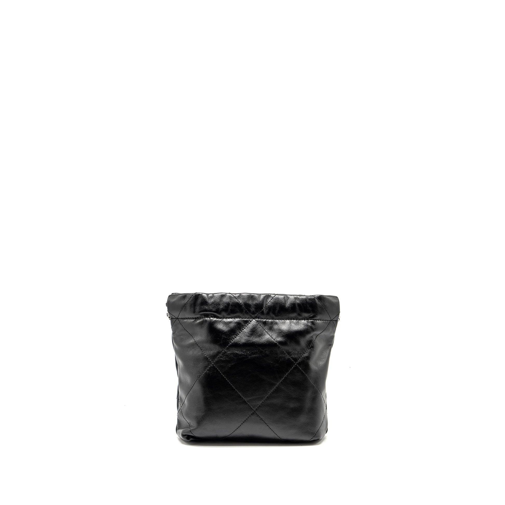Chanel 22 Shiny Calfskin SHW Microchip Black Mini Bag