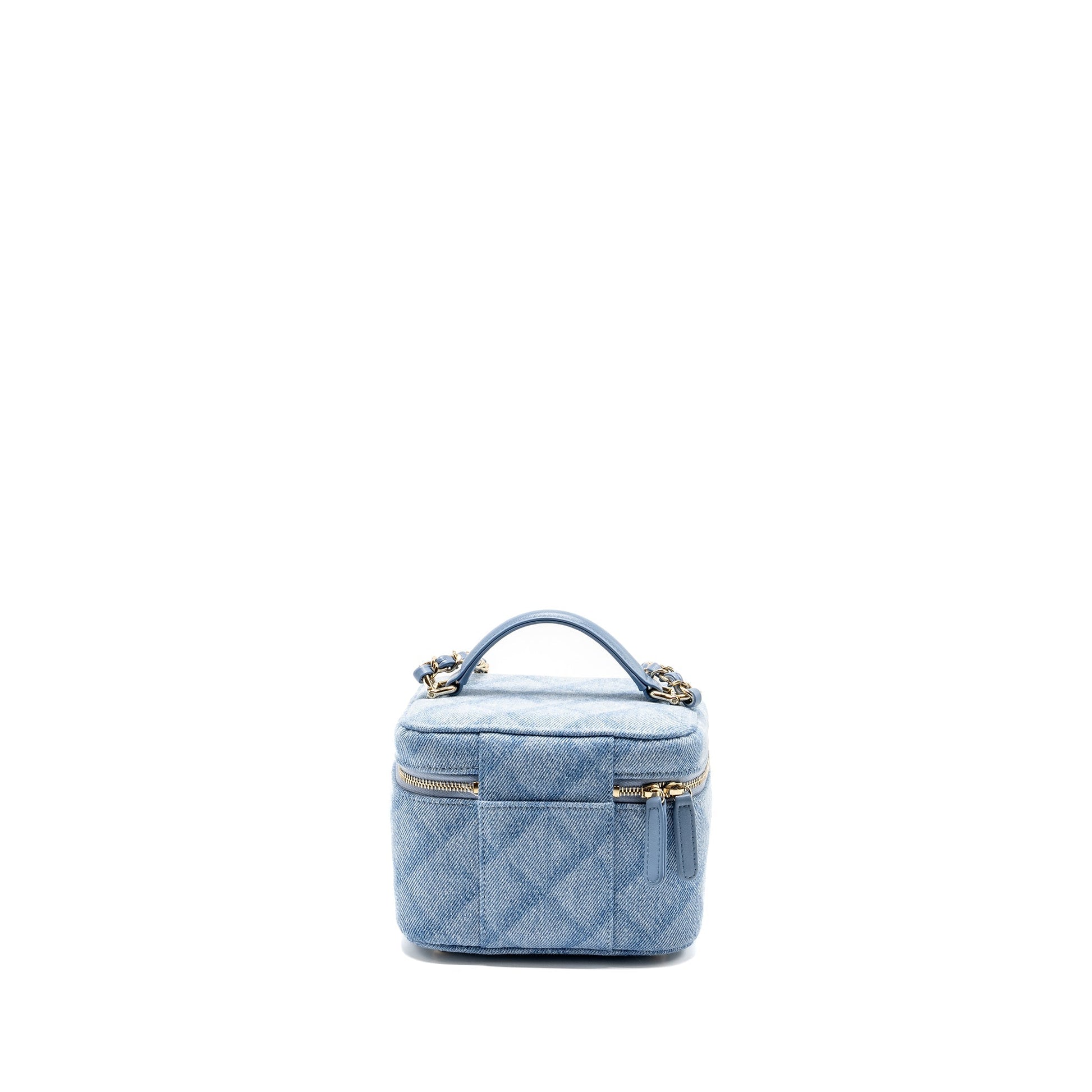Chanel Vanity Denim LGHW Microchip Blue Handbag