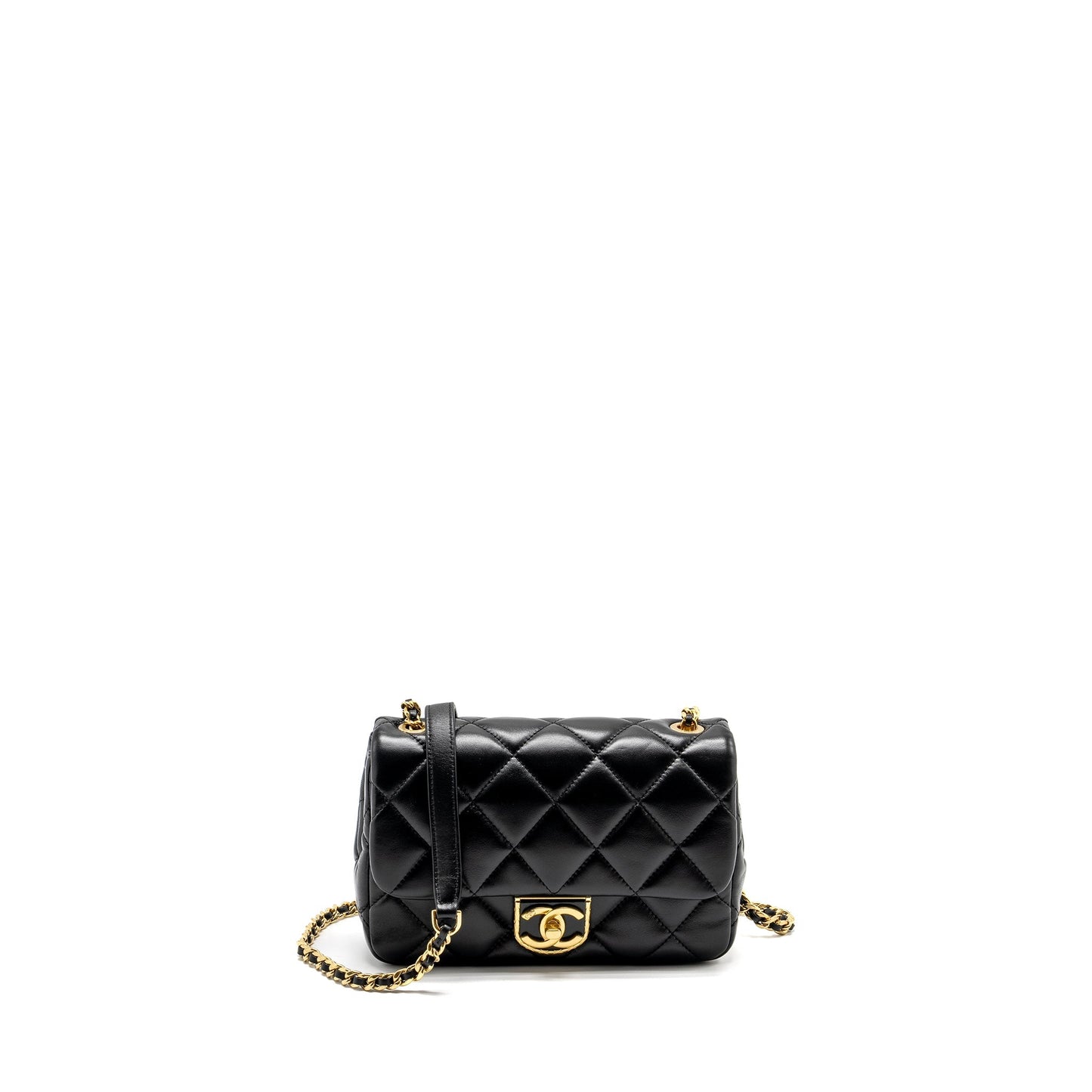 Chanel 22B FlapBag Lambskin GHW Microchip Black Mini Bag