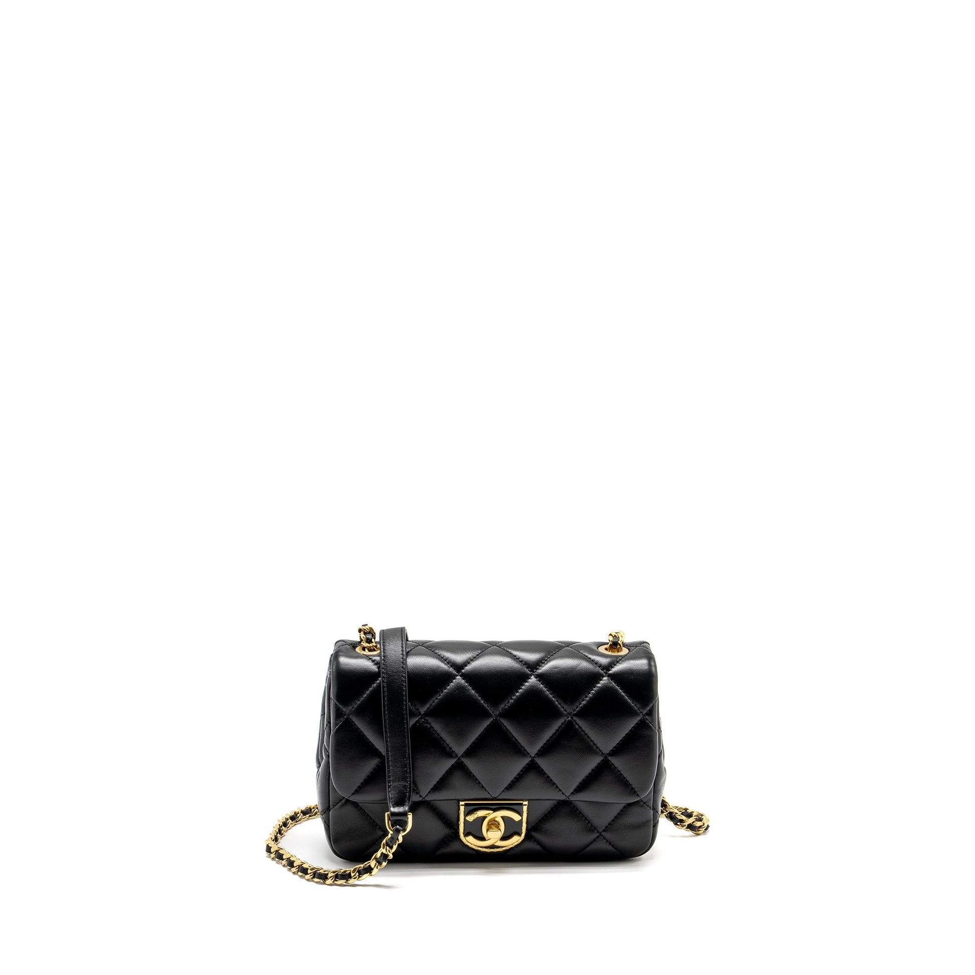 Chanel 22B FlapBag Lambskin GHW Microchip Black Mini Bag