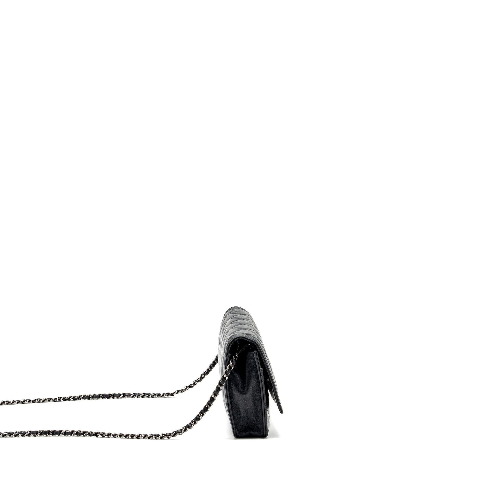Chanel Boy On Lambskin Ruthenium Hardware Black Wallet Case