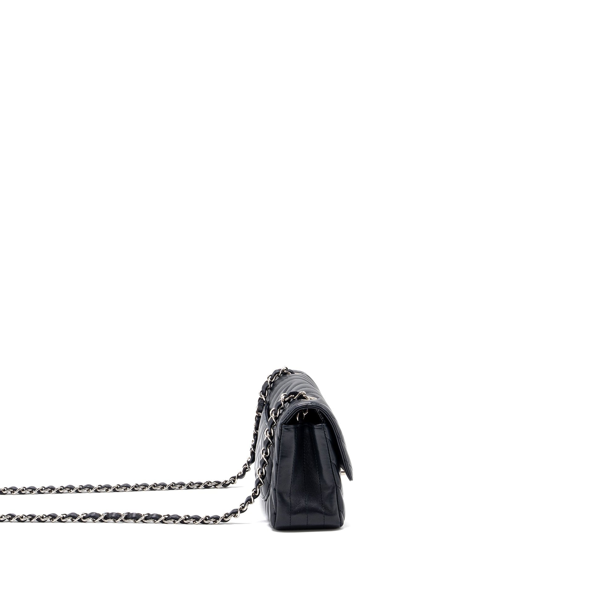 Chanel rectangular flap chevron lambskin navy SHW Shoulder Bag