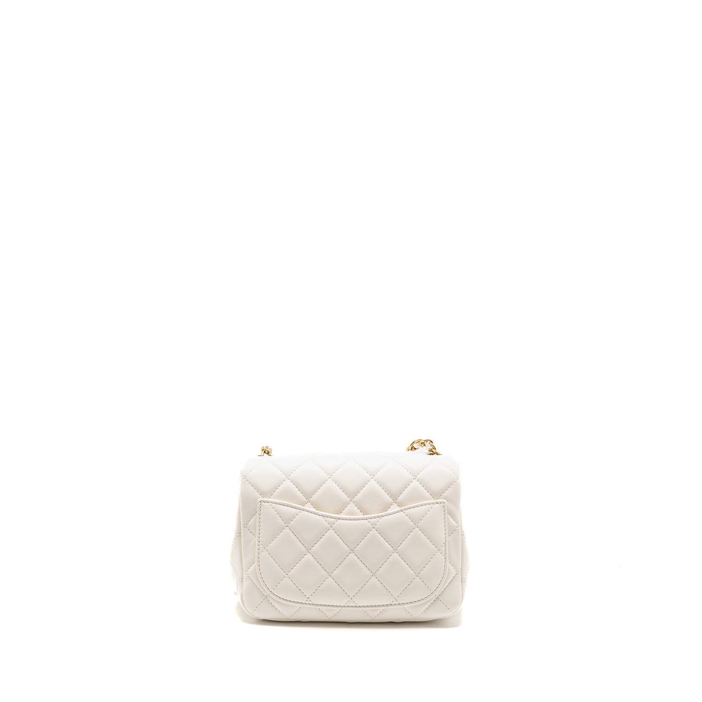 Chanel Pearl Crush Square Lambskin GHW microchip White Mini Bag Ghw Microchip