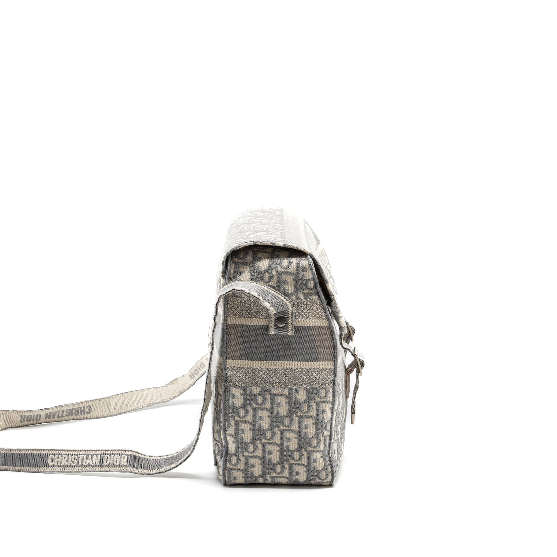 Dior camp Messenger Purse Oblique Embroidery Light Grey Travel Bag