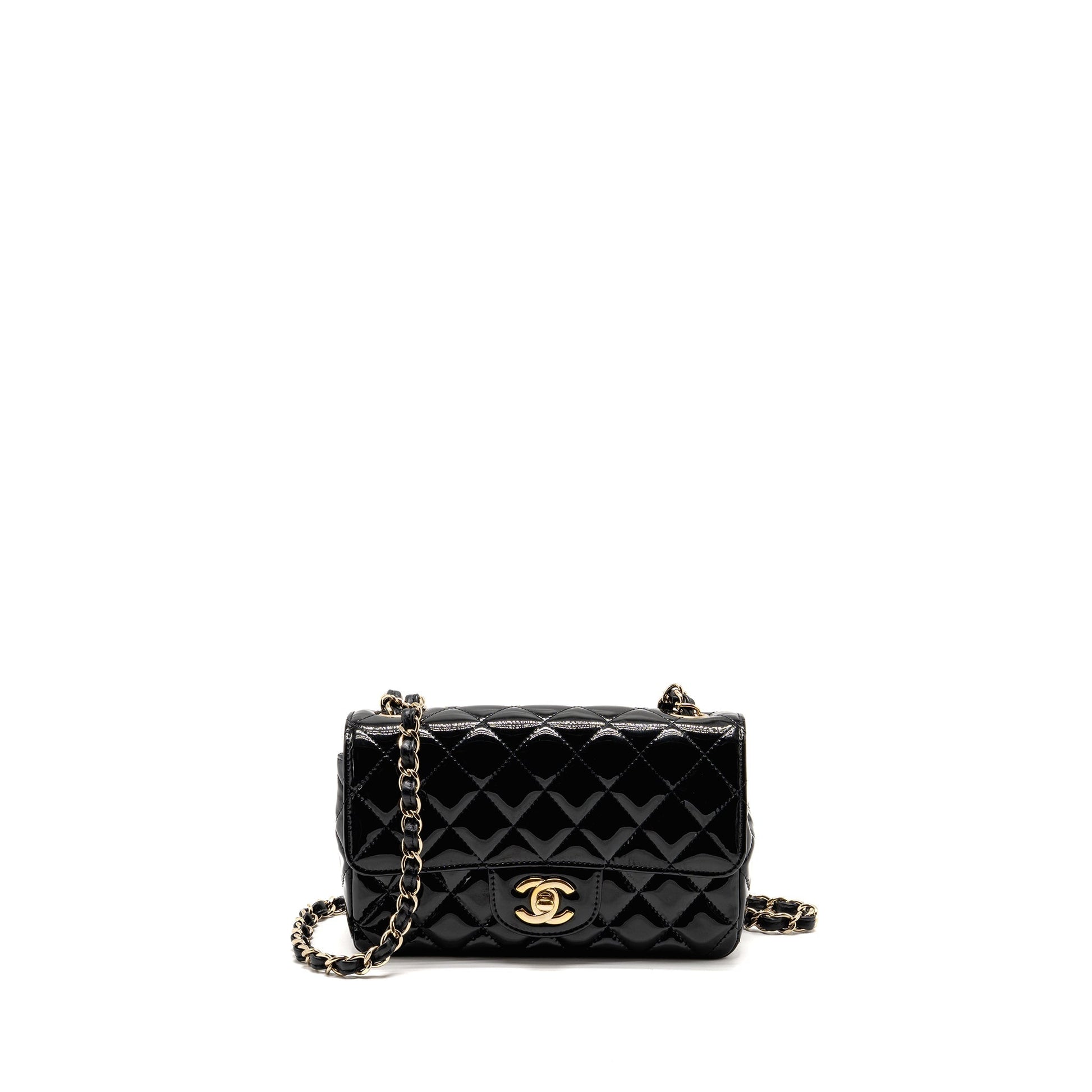 Chanel rectangular flap patent LGHW Black Leather Shoulder Bag