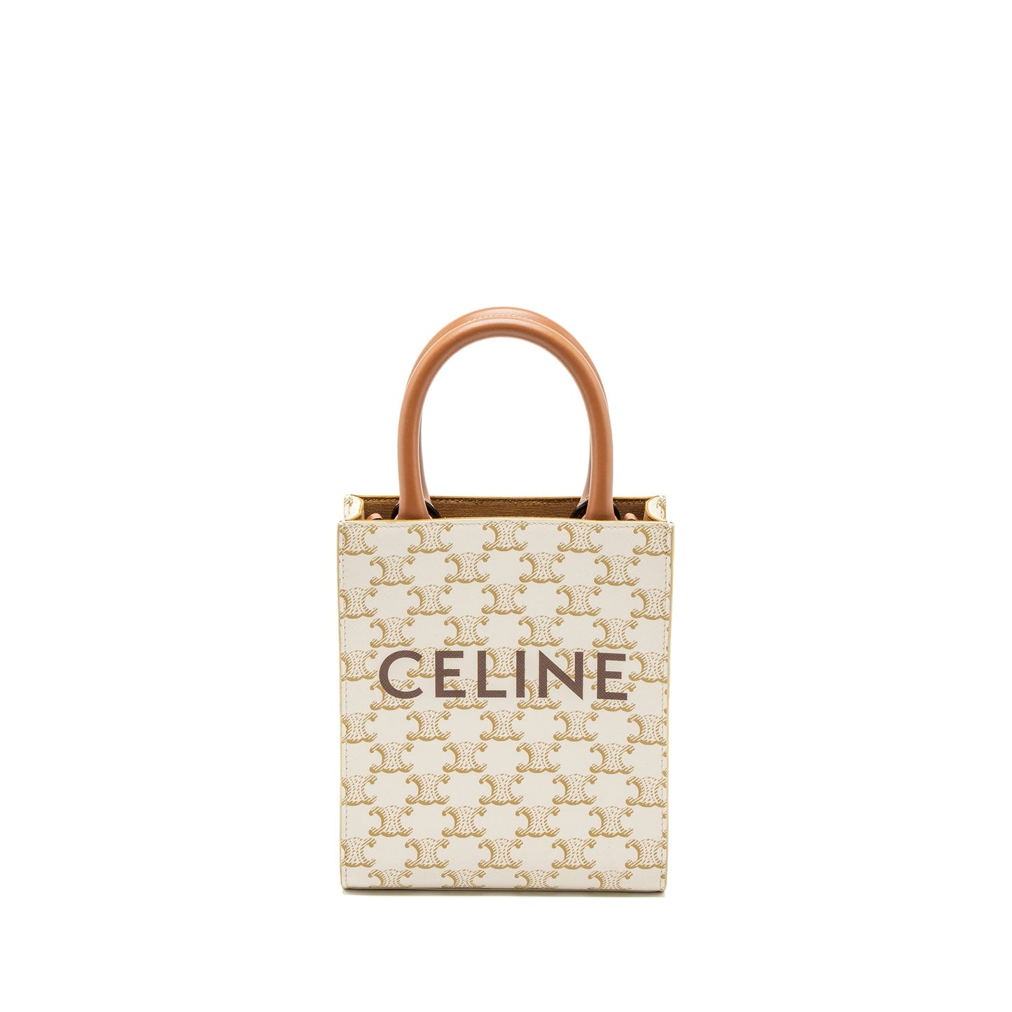 Celine Vertical Caban Triomphe Calfskin Handbag Canvas Mini Travel Bag
