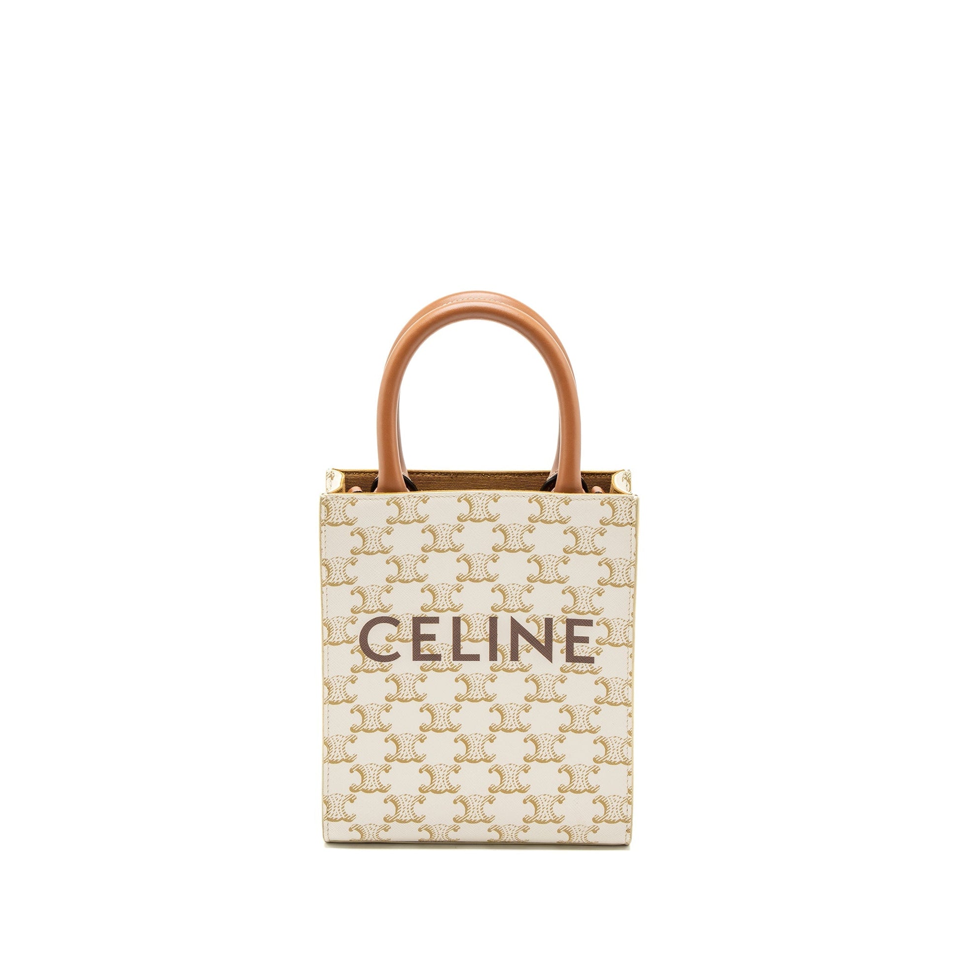 Celine Vertical Caban Triomphe Calfskin Handbag Canvas Mini Travel Bag