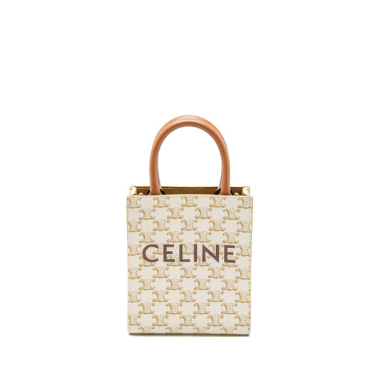 Celine Vertical Caban Triomphe Calfskin Handbag Canvas Mini Travel Bag