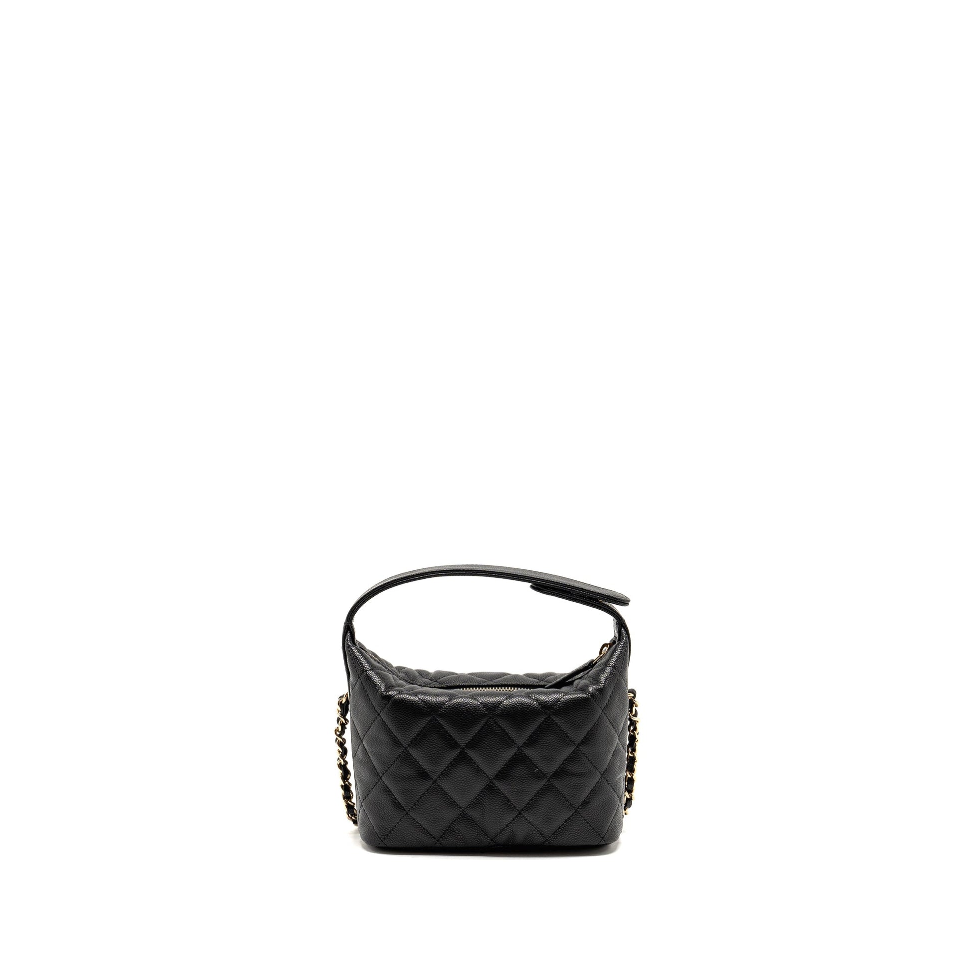 Chanel Quilted Hobo Caviar GHW Microchip Black Shoulder Bag