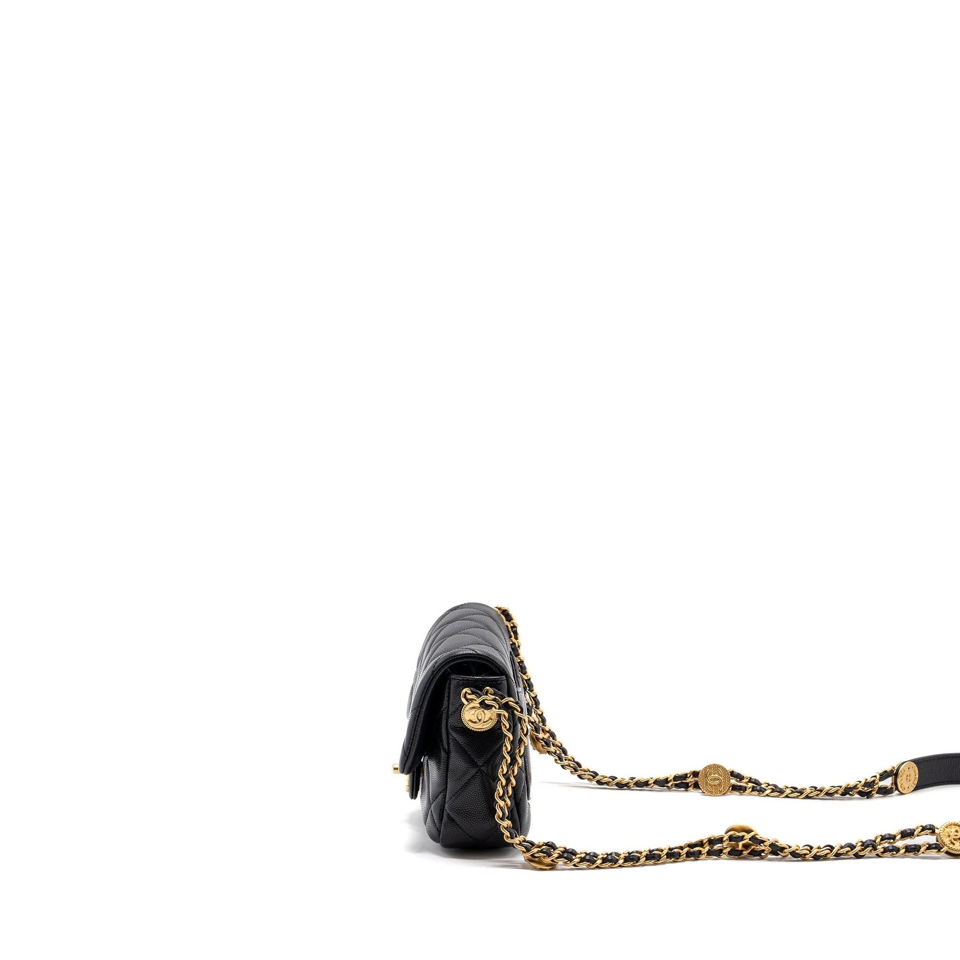 Chanel twist your button square flap caviar Black Shoulder Bag