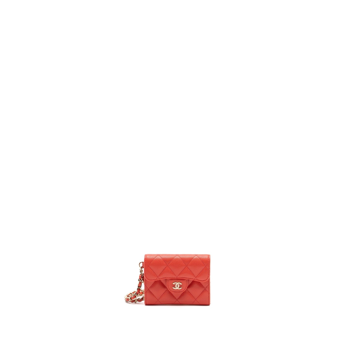 Chanel flap card holder on one side Pink Wallet Case