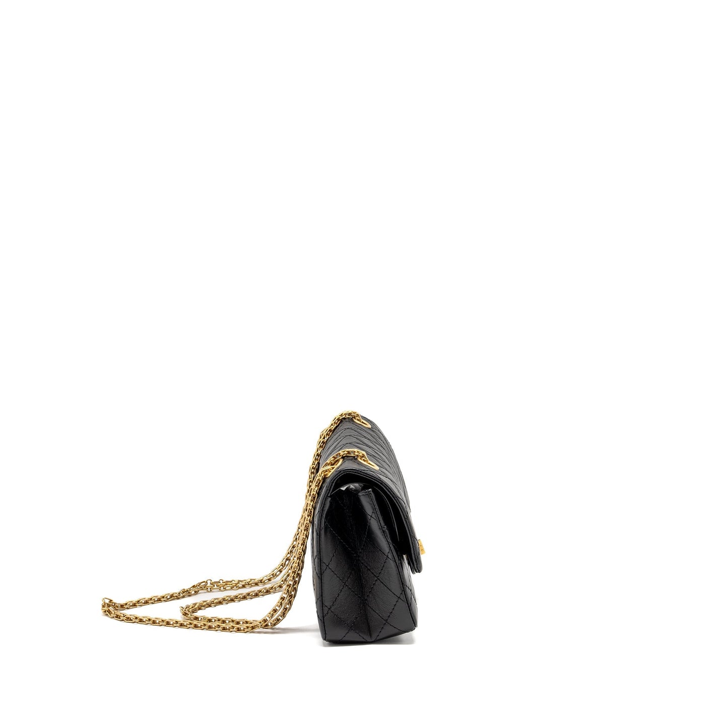 Chanel 2.55 Reissue Double Flap Aged Calfskin Black Small Shoulder Bag Ghw Microchip