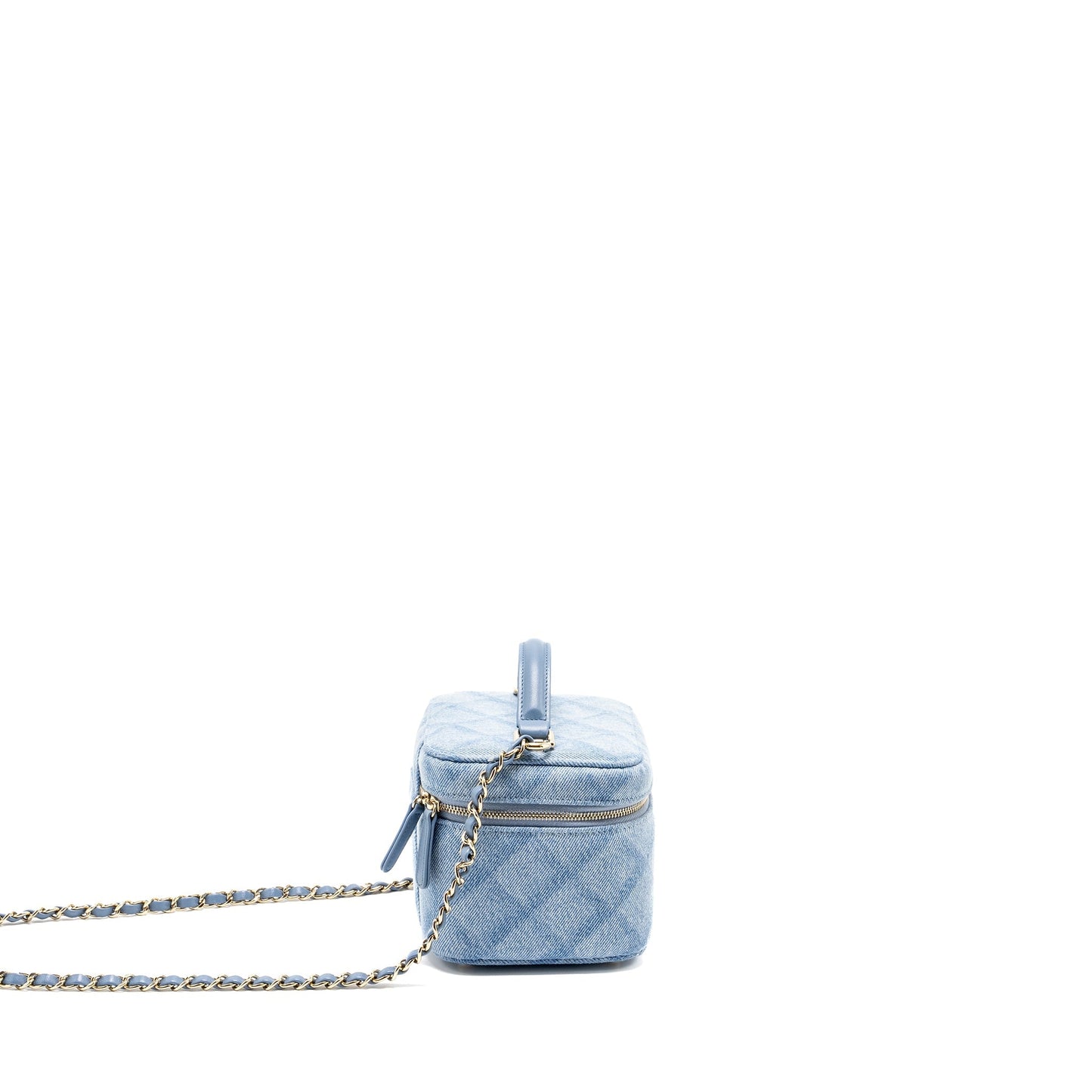 Chanel Vanity Denim LGHW Microchip Blue Handbag