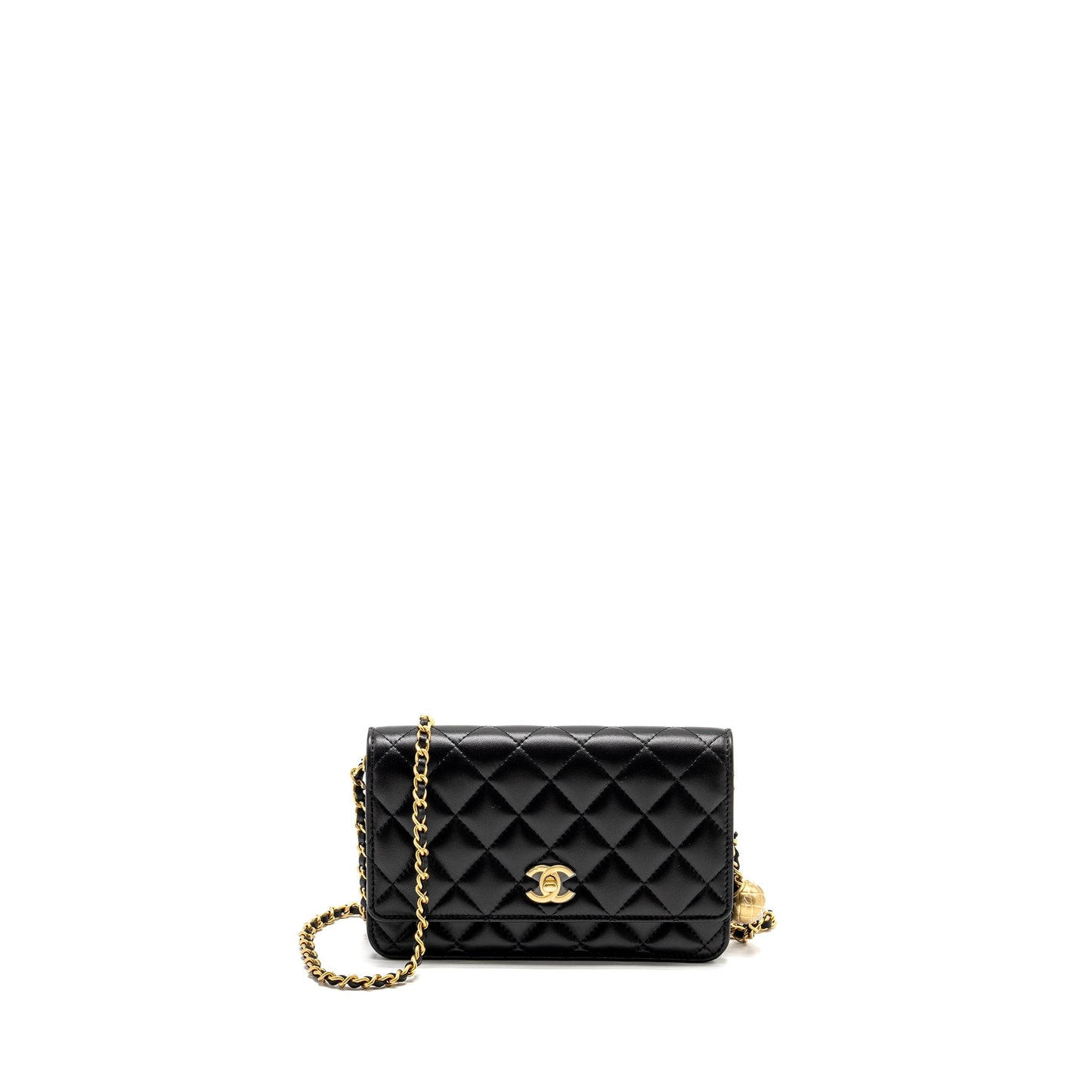 Chanel Pearl Crush on Lambskin GHW Microchip Black Wallet Case Microchip 3