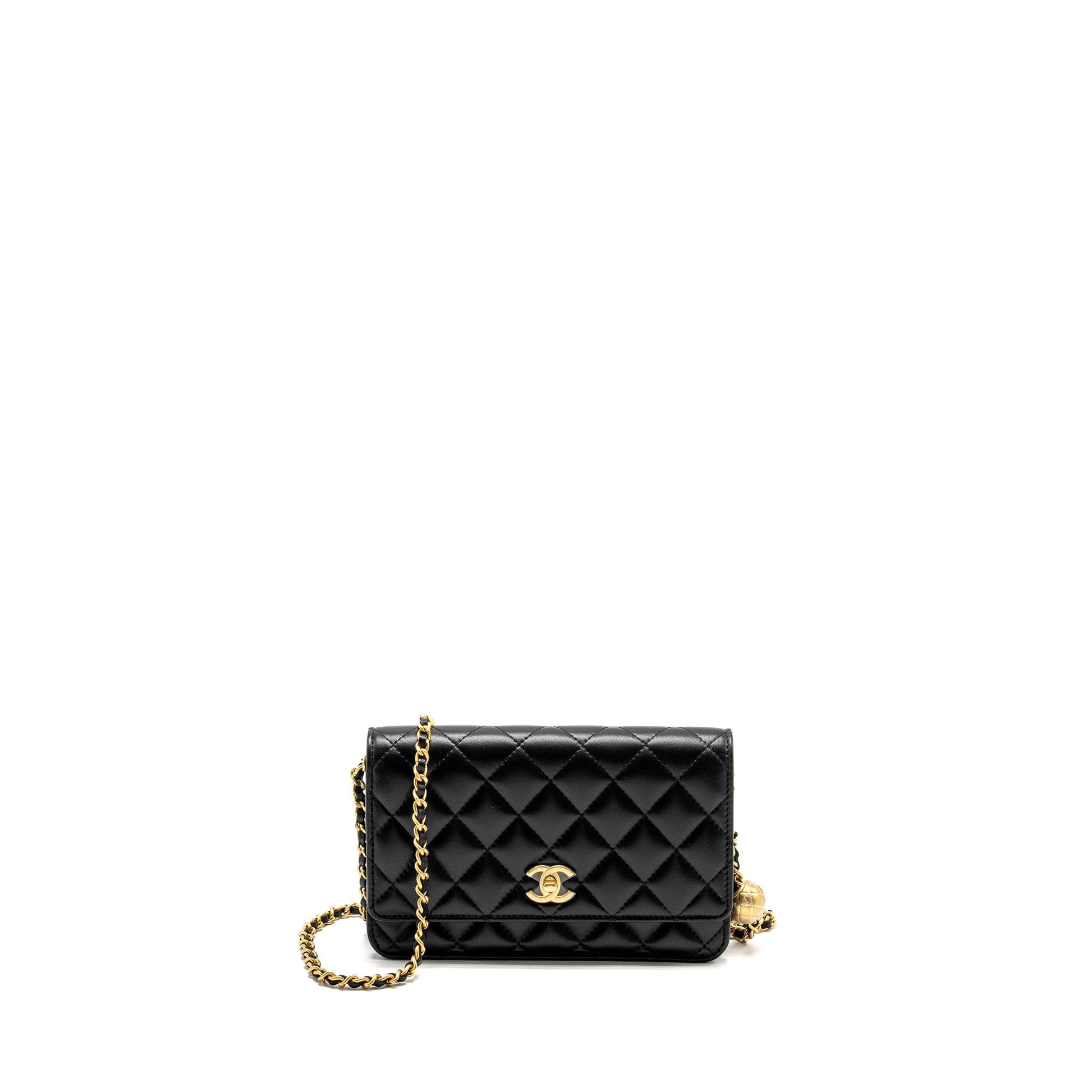 Chanel Pearl Crush on Lambskin GHW Microchip Black Wallet Case Microchip 3