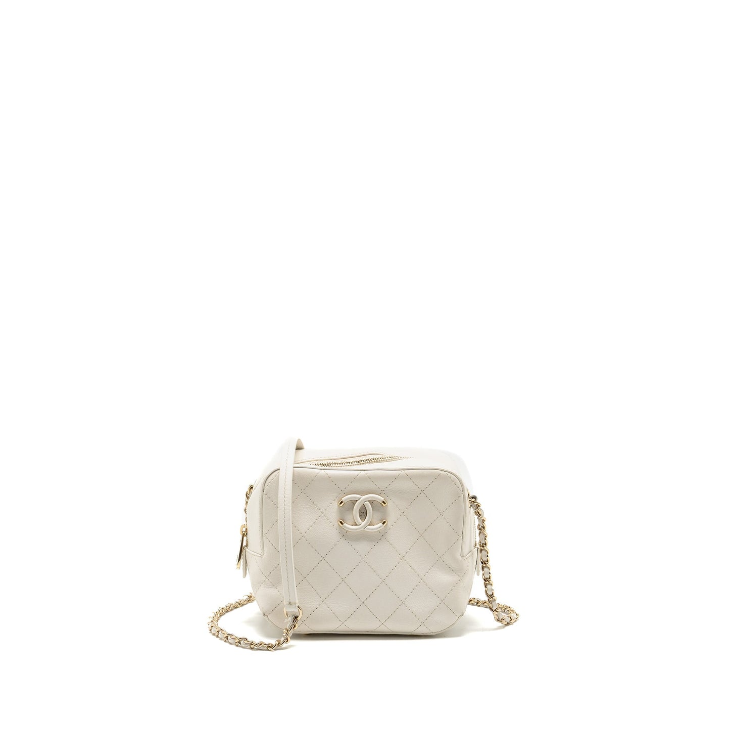 Chanel Camera Calfskin LGHW White Crossbody Bag