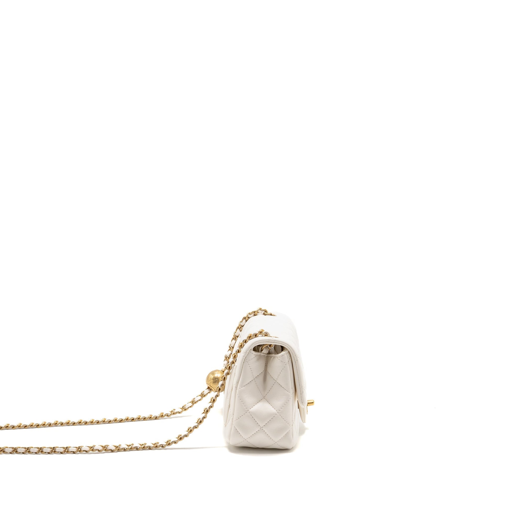 Chanel Pearl Crush Square Lambskin GHW microchip White Mini Bag Ghw Microchip