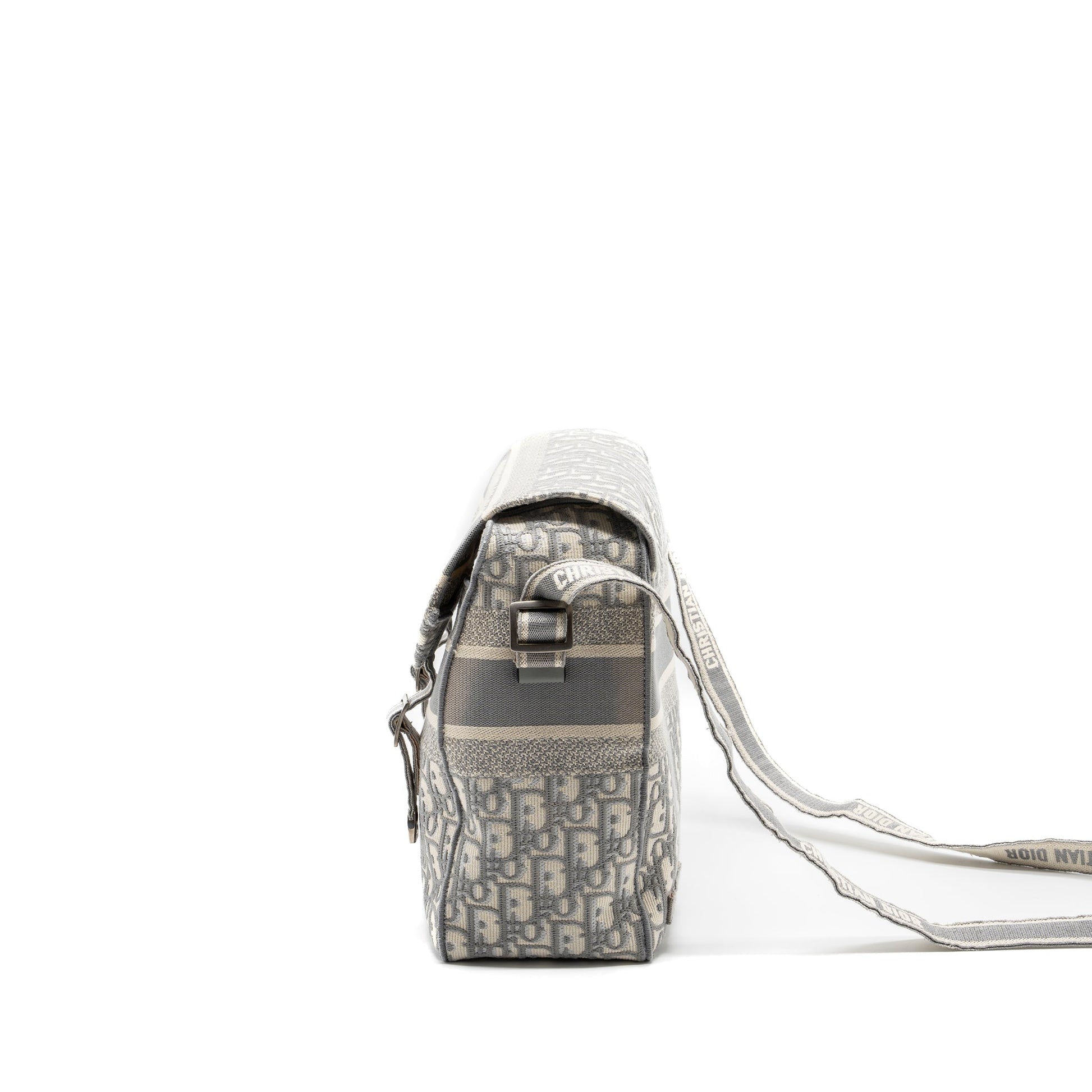 Dior camp Messenger Purse Oblique Embroidery Light Grey Travel Bag